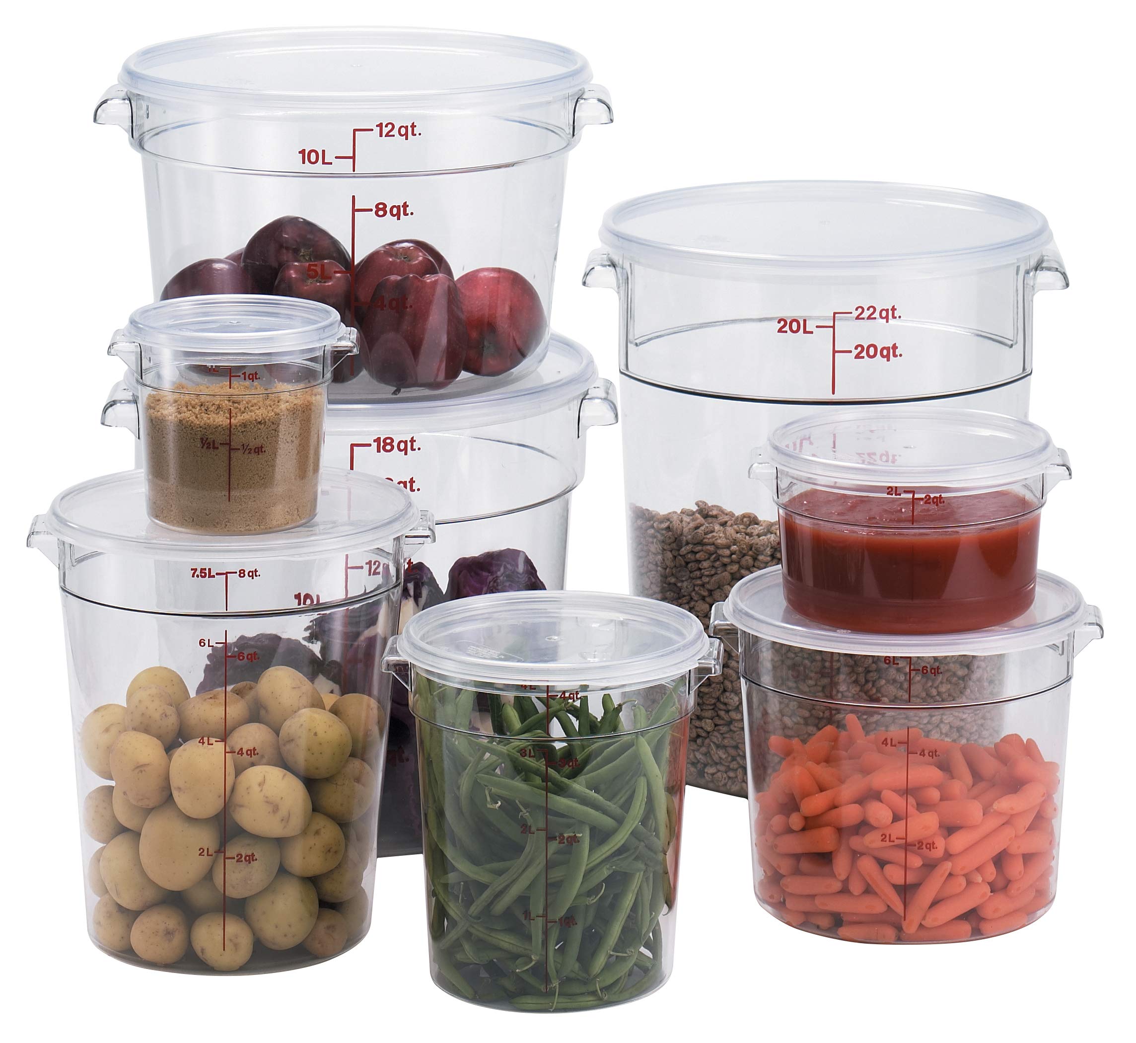 Cambro (Rfscw22135) 22 Qt Round Polycarbonate Food Storage Container - Camwear (Pack Of 6)