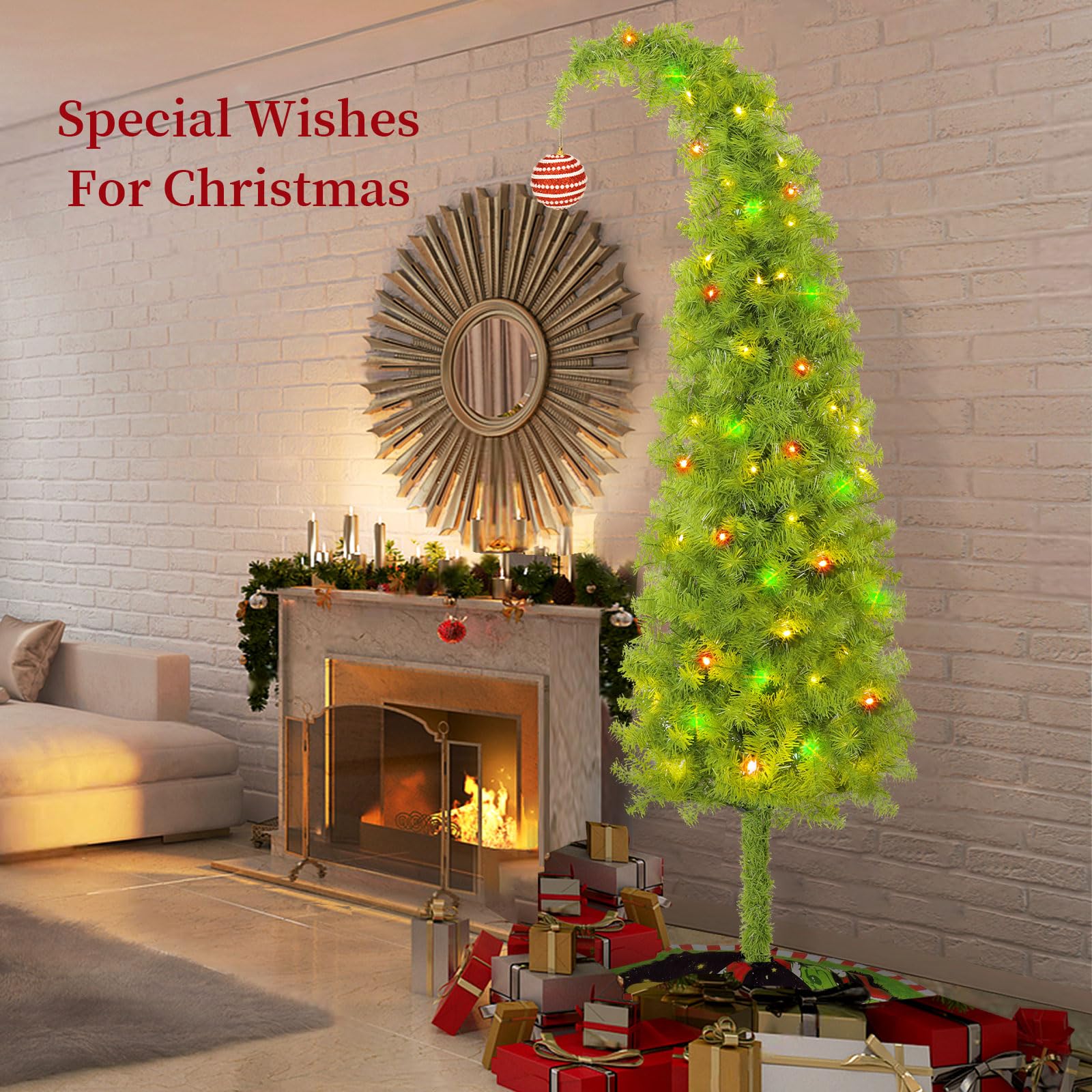 Christmas Tree 6FT with Flexible Branches - Whimsical Design Perfect for Yard, Includes Sturdy Stand for Outdoor & Indoor Use