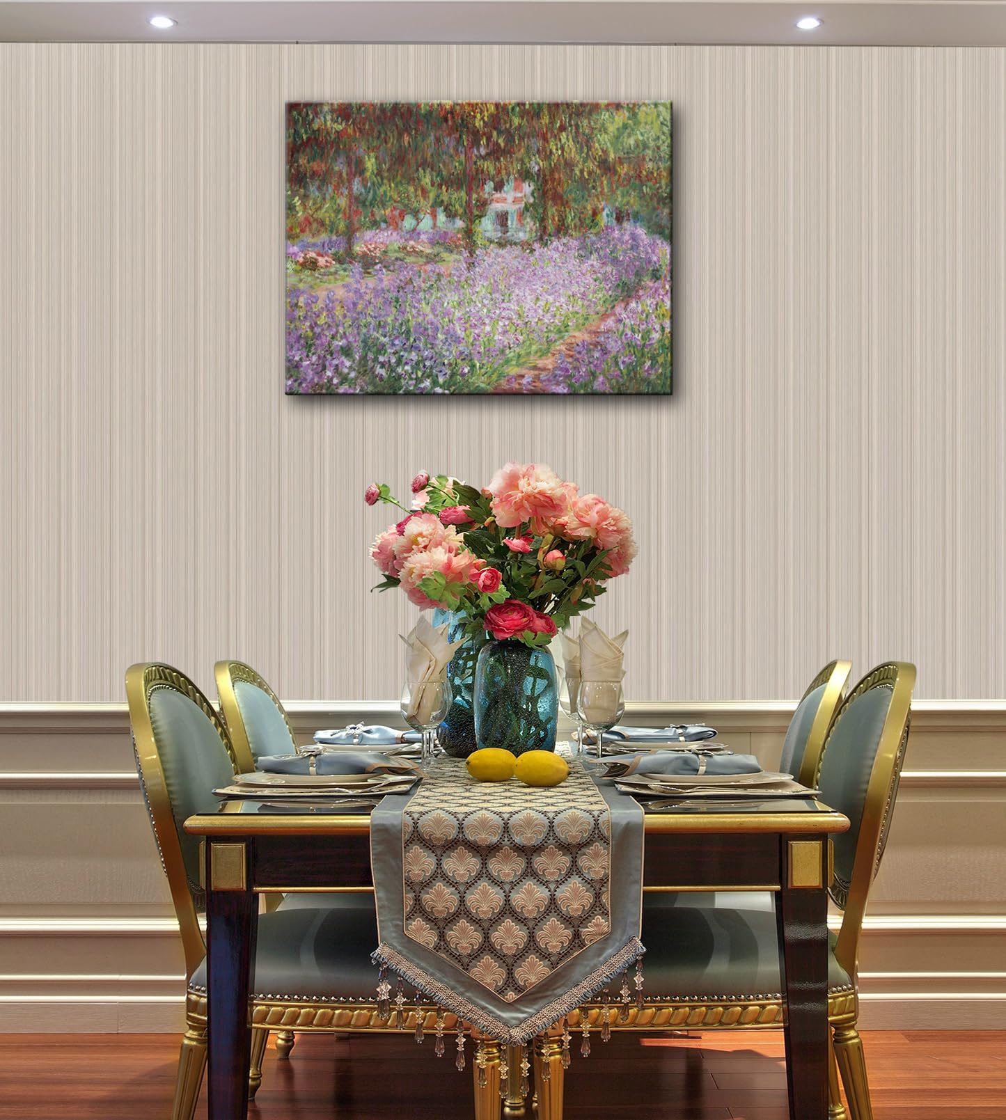 Irises In Monet'S Garden, 1900 By Claude Monet Canvas Wall Art Decor Framed Famous Painting Print For Bathroom Bedroom Wall Deco