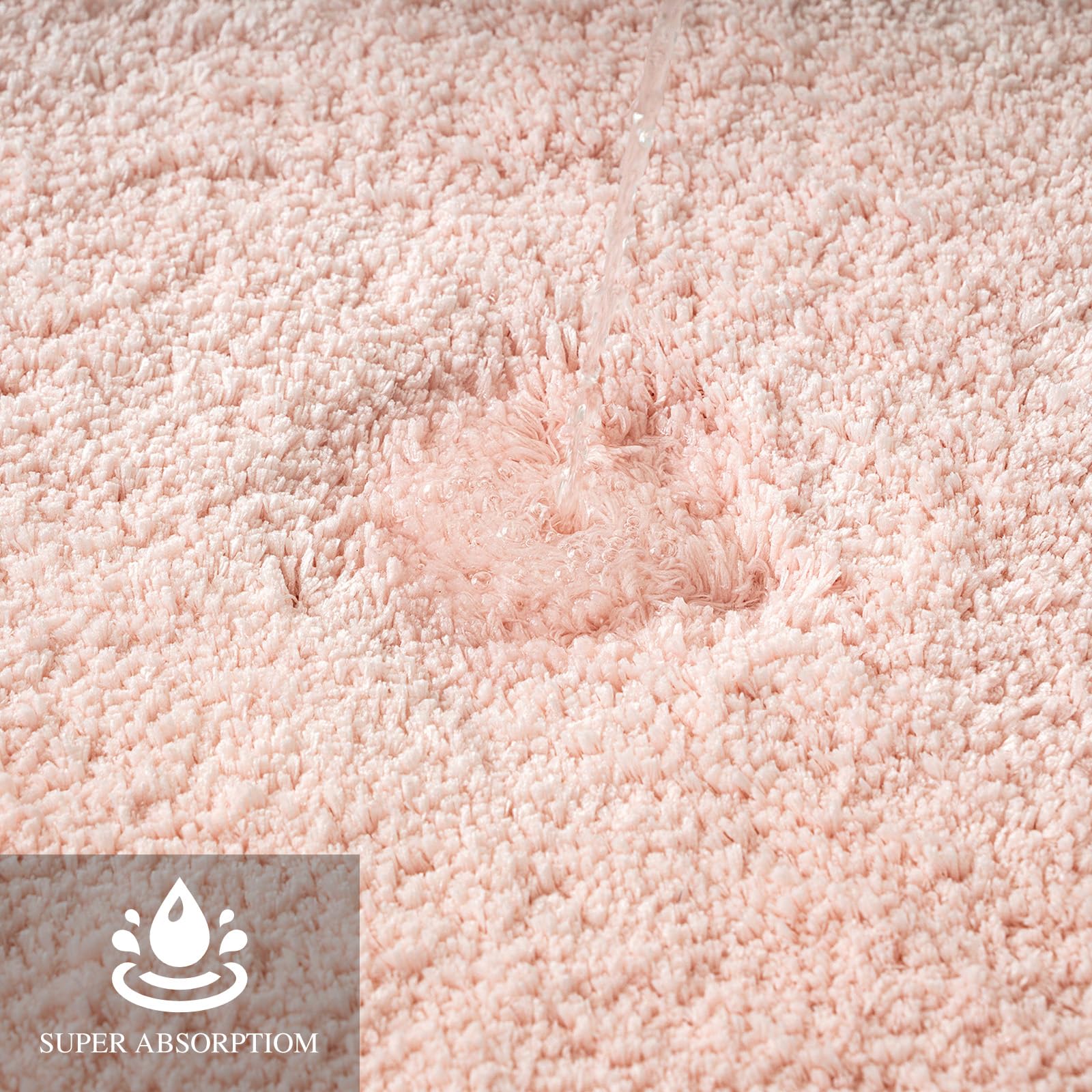 Miulee Pink Bathroom Rugs Sets 2 Piece - Absorbent Bath Mats Set Made Of Thick Fluffy Microsiber For Bathroom Floor, Tub Or Entr