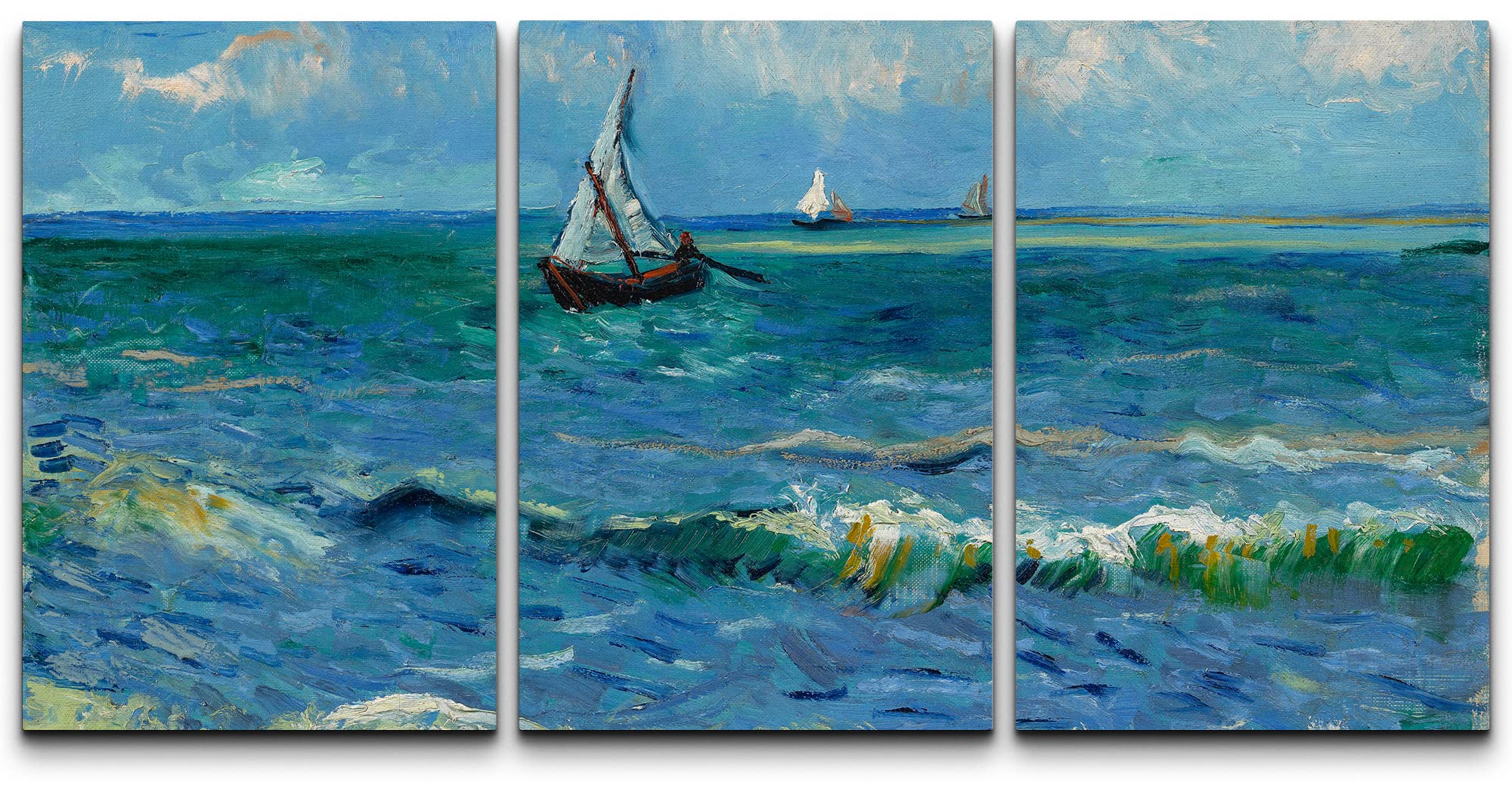 Wall26 Canvas Print Wall Art Set Seascape By Vincent Van Gogh Nature Wilderness Illustrations Fine Art Relax/Calm Multicolor For