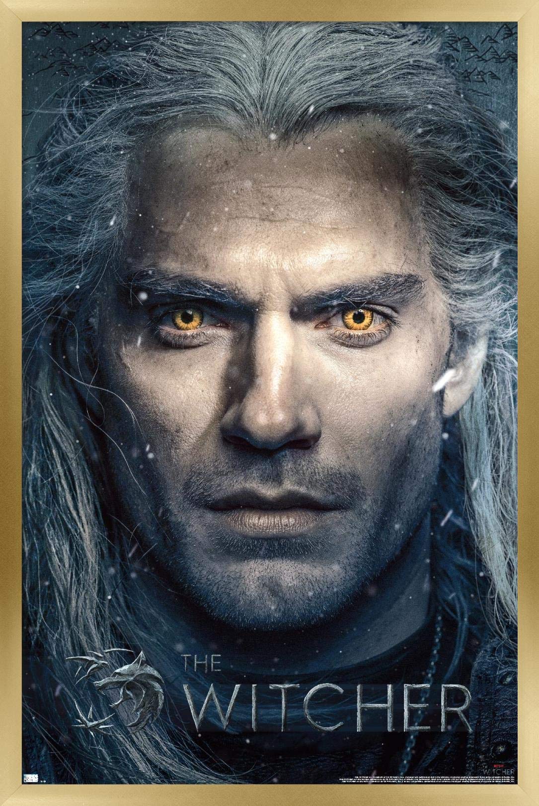 Trends International Netflix The Witcher - Closeup Wall Poster, 22.375'' X 34'', Gold Framed Version
