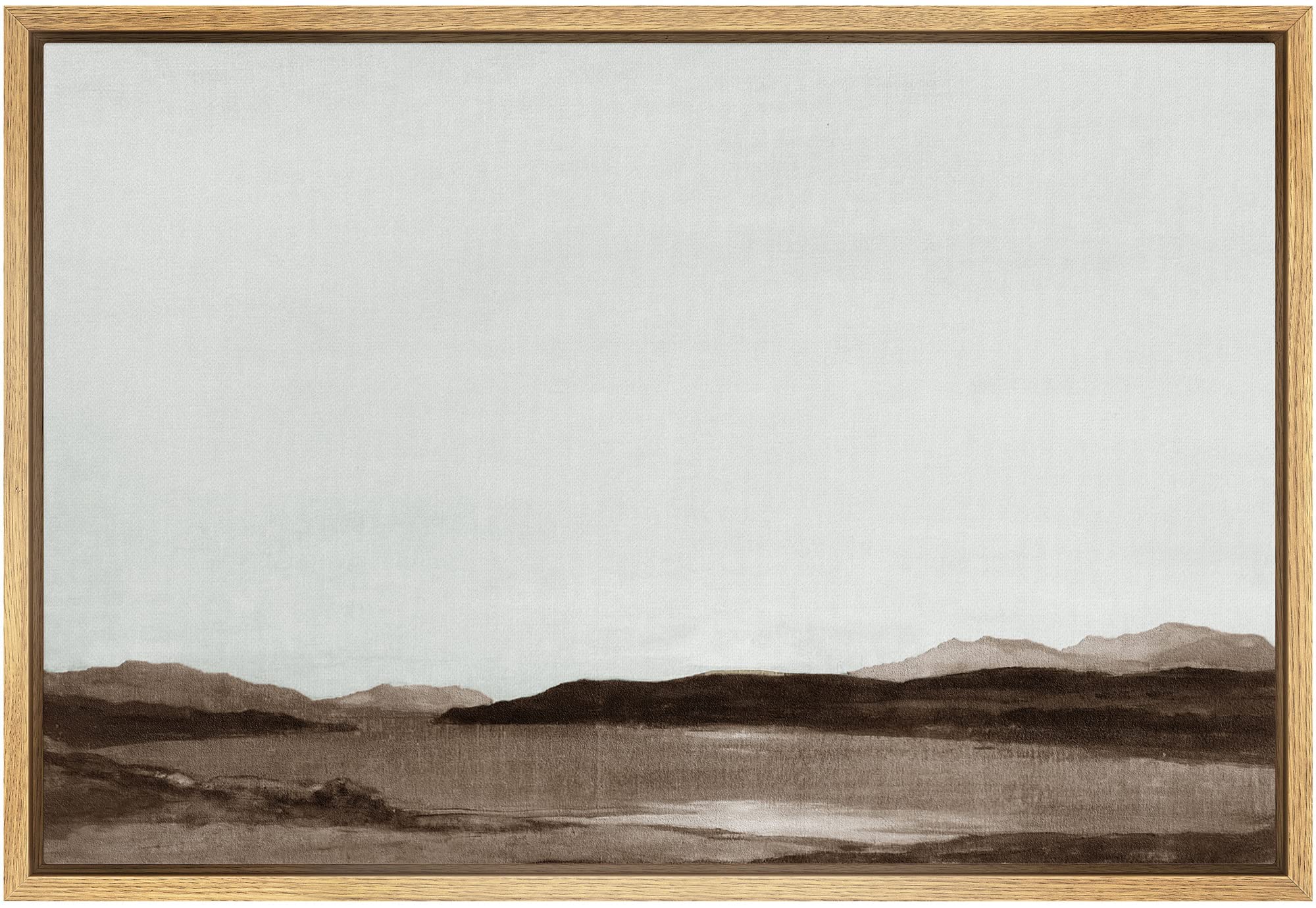 Signford Framed Canvas Wall Art Monochromatic Brown Mountains And Valleys Landscape Wilderness Impressionism Traditional For Liv