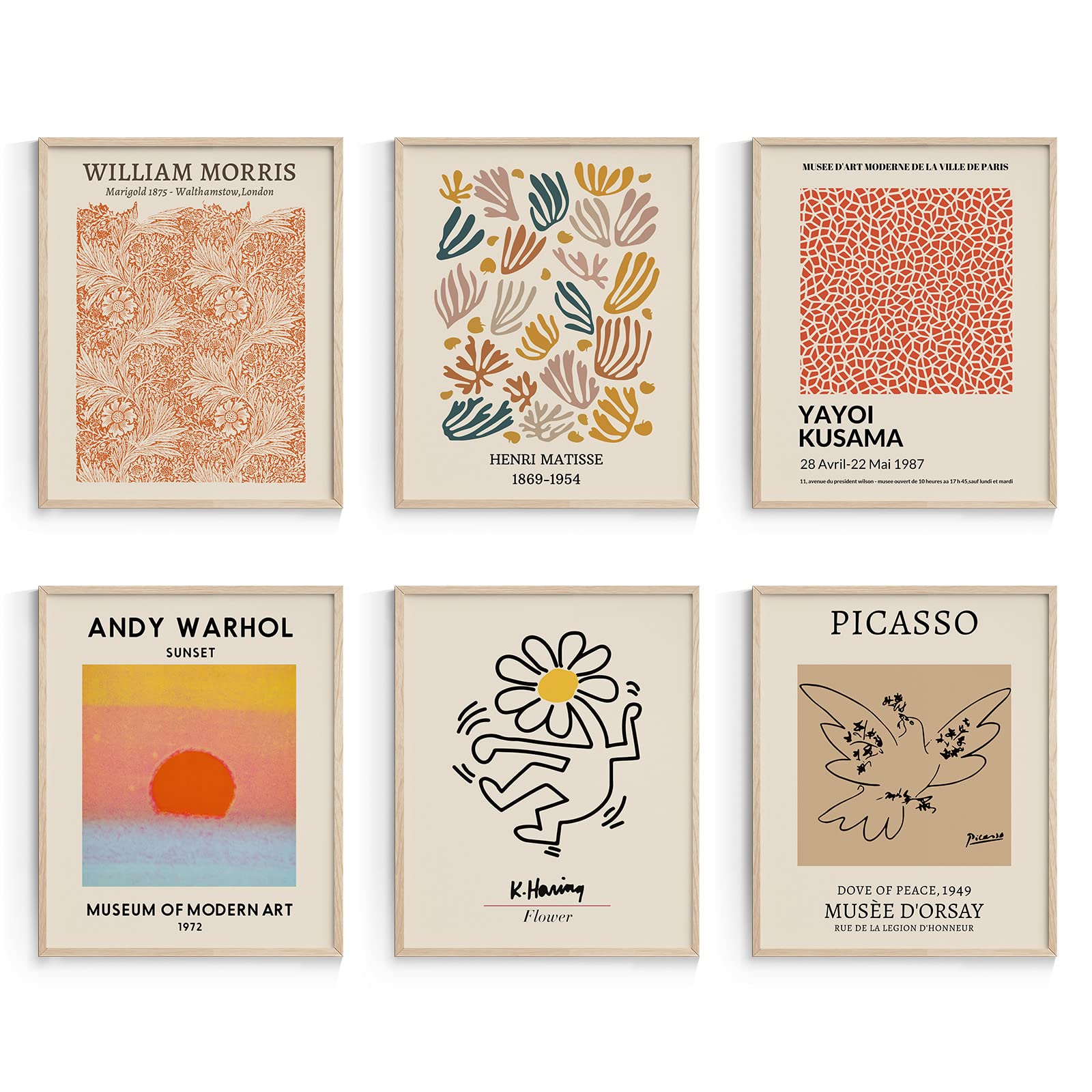 Habseligkeit Retro Room Decor, Matisse Abstract Wall Art Prints, Minimalist Boho Bedroom Decor For Girs Unframed, 8X10In, Set Of