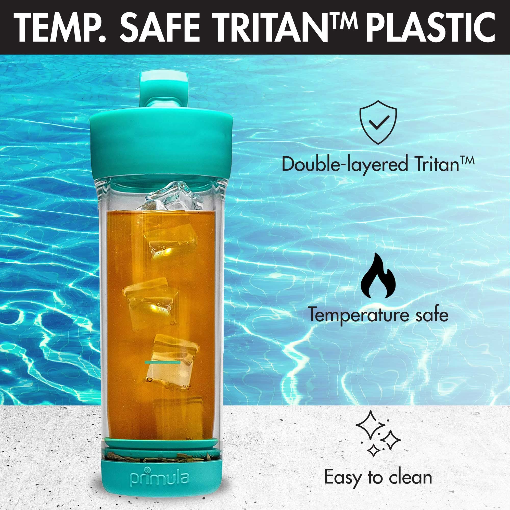 Primula Iced Tea Brewer & Tumbler, Double Wall Travel Mug, Stainless Steel Infuser, Leakproof, BPA-Free, 1 Count, Teal