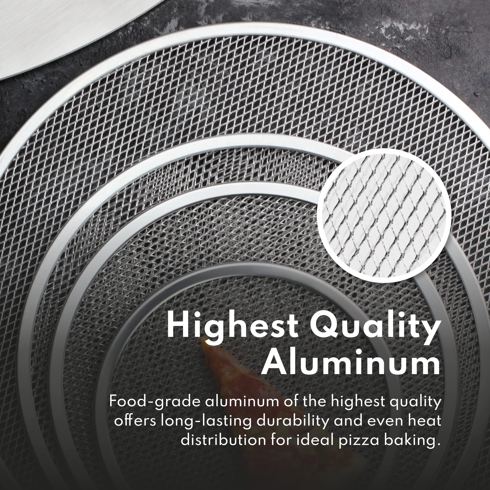 New Star Foodservice 50950 Restaurant-Grade Aluminum Pizza Baking Screen, Seamless, 12-Inch, Pack Of 6