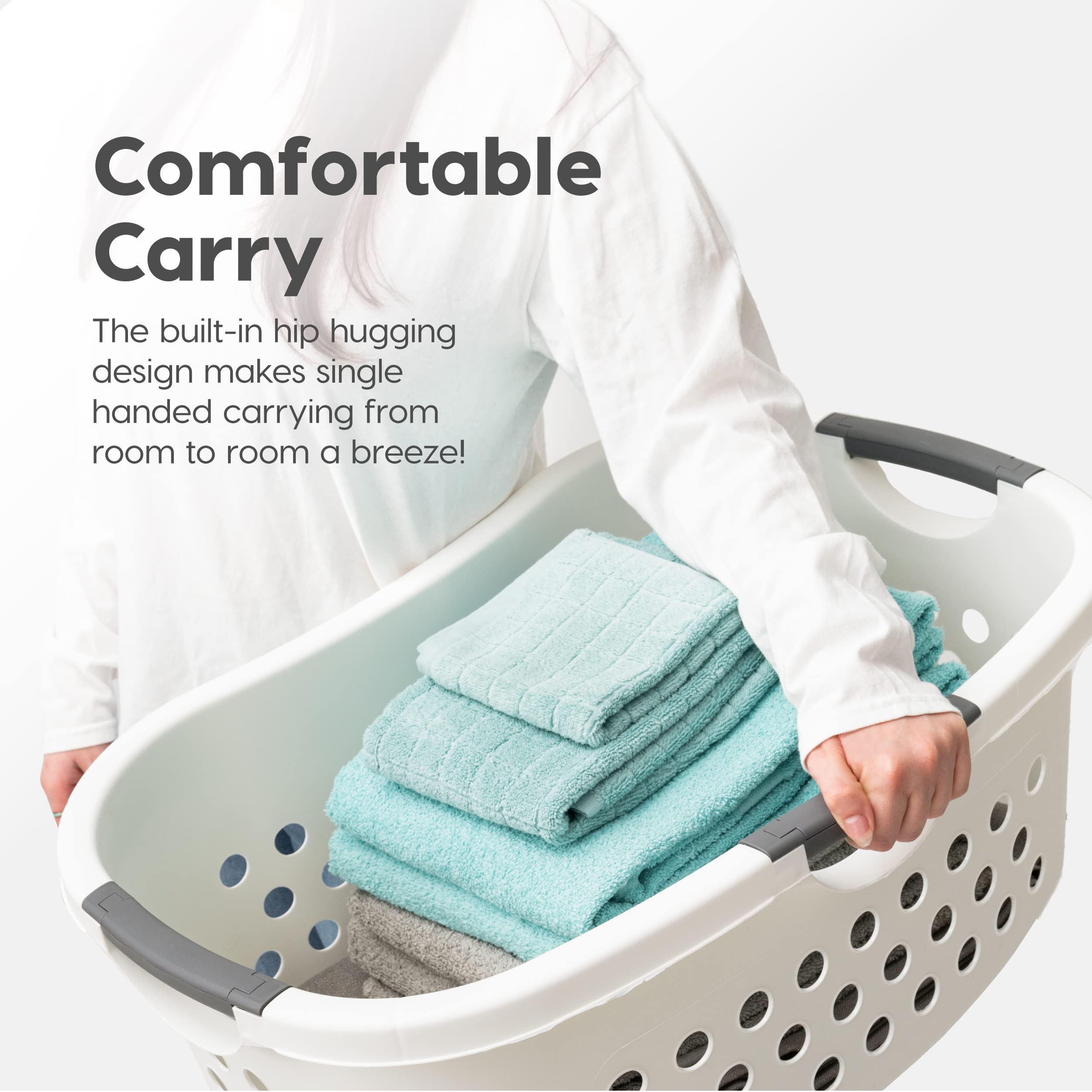 IRIS USA 3 Pack Comfort Carry Laundry Basket  White