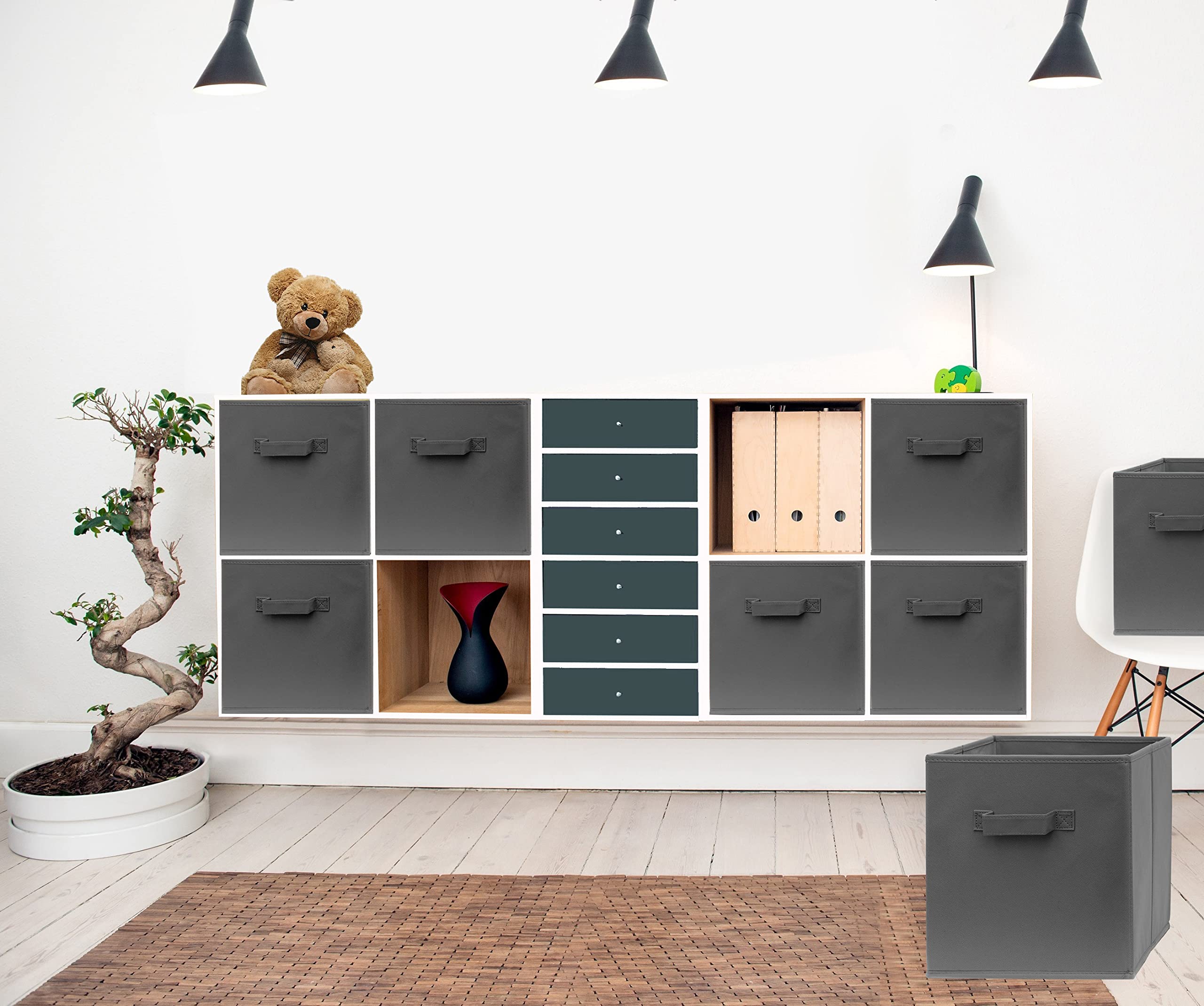Pomatree Fabric Storage Cubes - 8 Pack - Cube Storage Organizer Bins | Handles On Both Sides | Foldable Cube Storage Bin For Hom