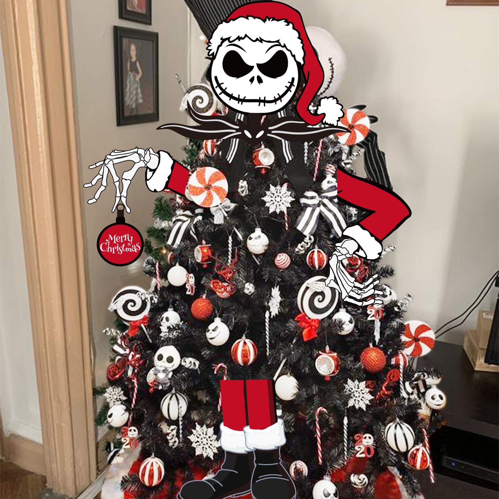 OFIHIDO Large Christmas Tree Topper,Gothic Halloween Christmas Decor for Tree,Halloween Christmas Decorations