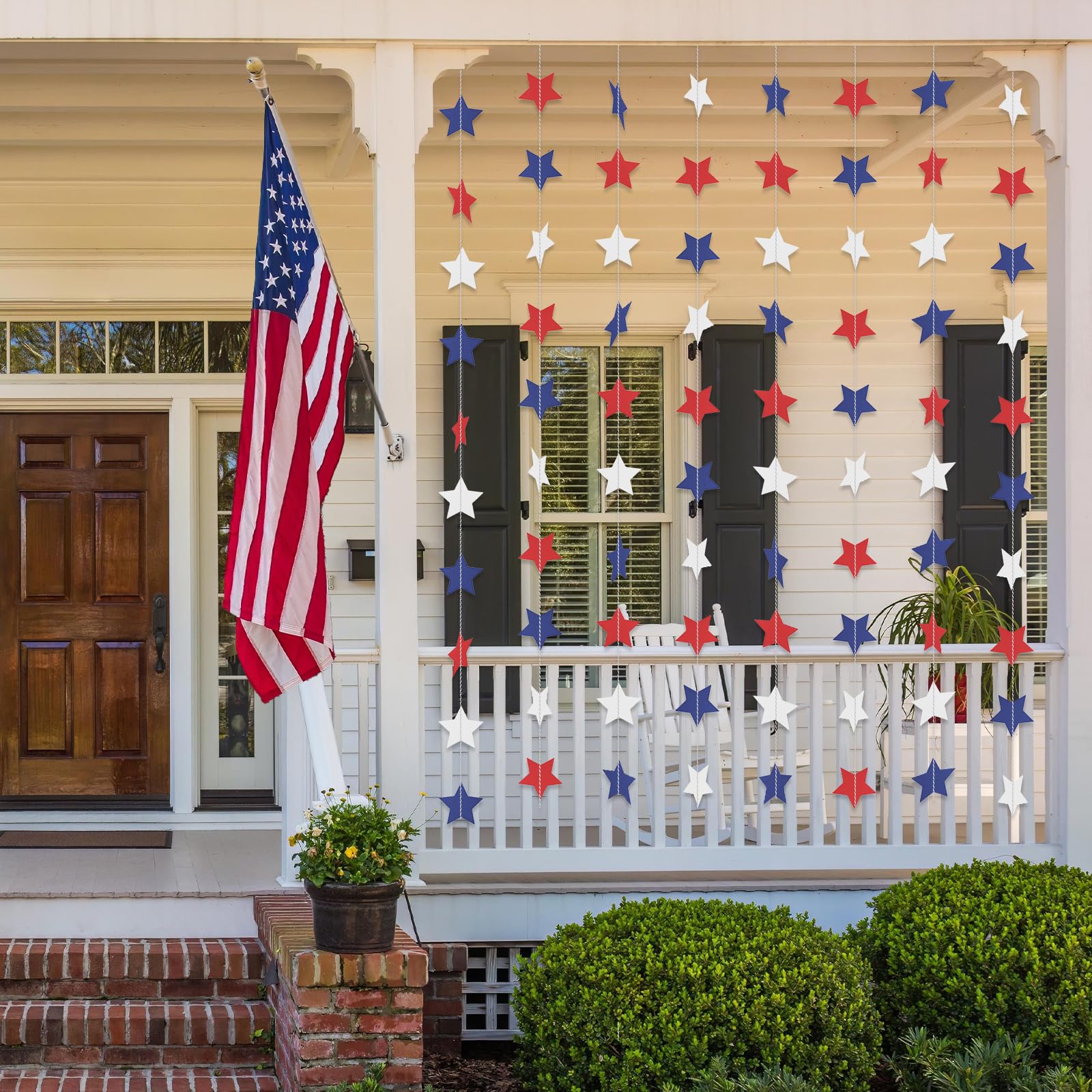 Patriotic Star Garland Banner Streamers Red White and Blue - 59 FT 6 Strands - Patriotic Decorations for 4th of July, Independen