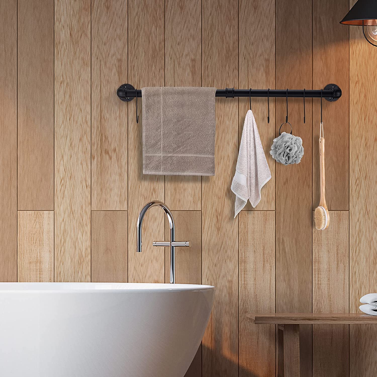 24 Inch Industrial Pipe Towel Bar  Elibbren Bathroom Hardware Towel Bar Accessory  DIY Wall Mount Bath Towel Rack Holder  1 Pack