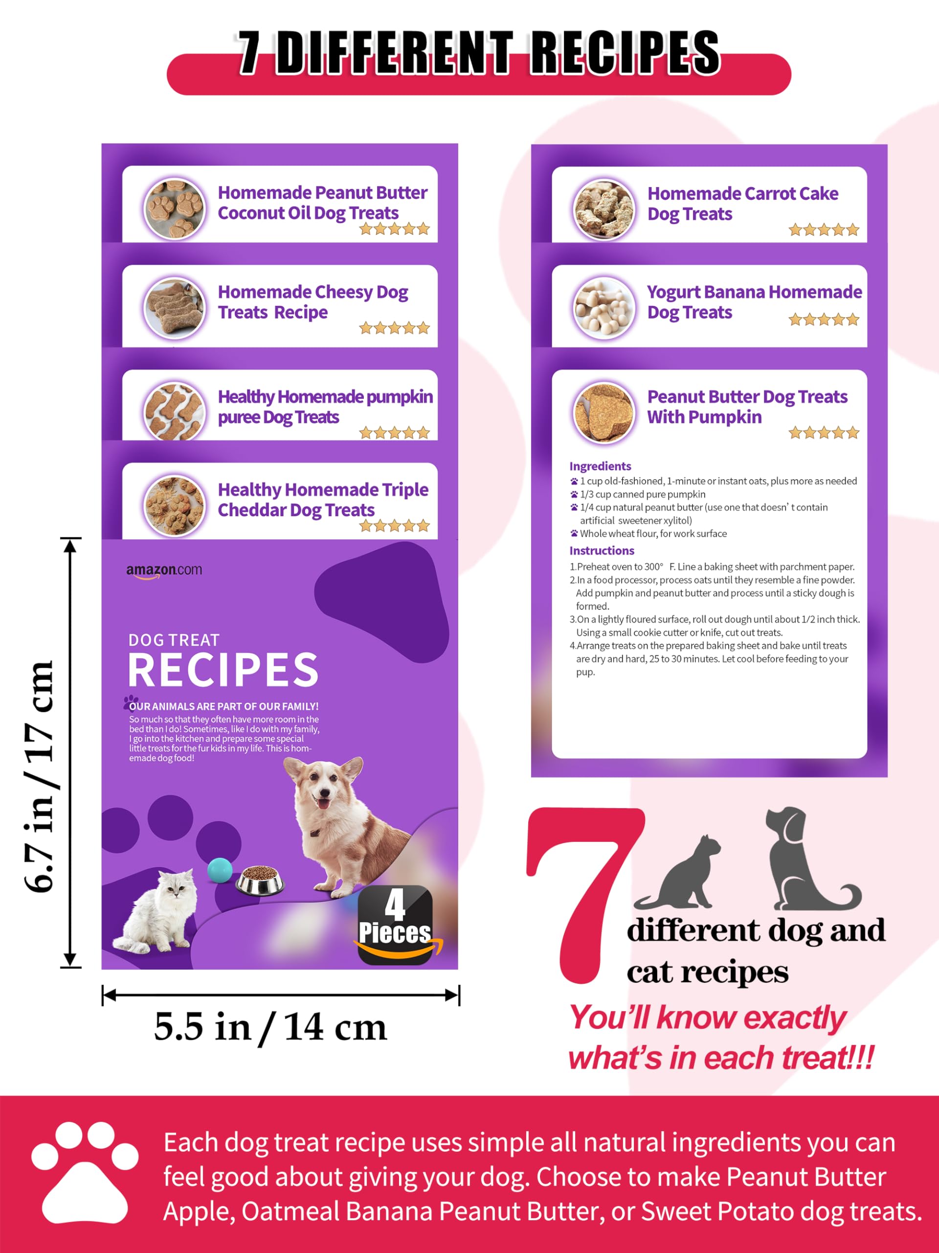 Rugvomwm Homemade Silicone Dog Treat Molds - Dog Treat Cookie Cutters - Dog Treat Recipes Card, Food Grade Silicone Molds For Ca