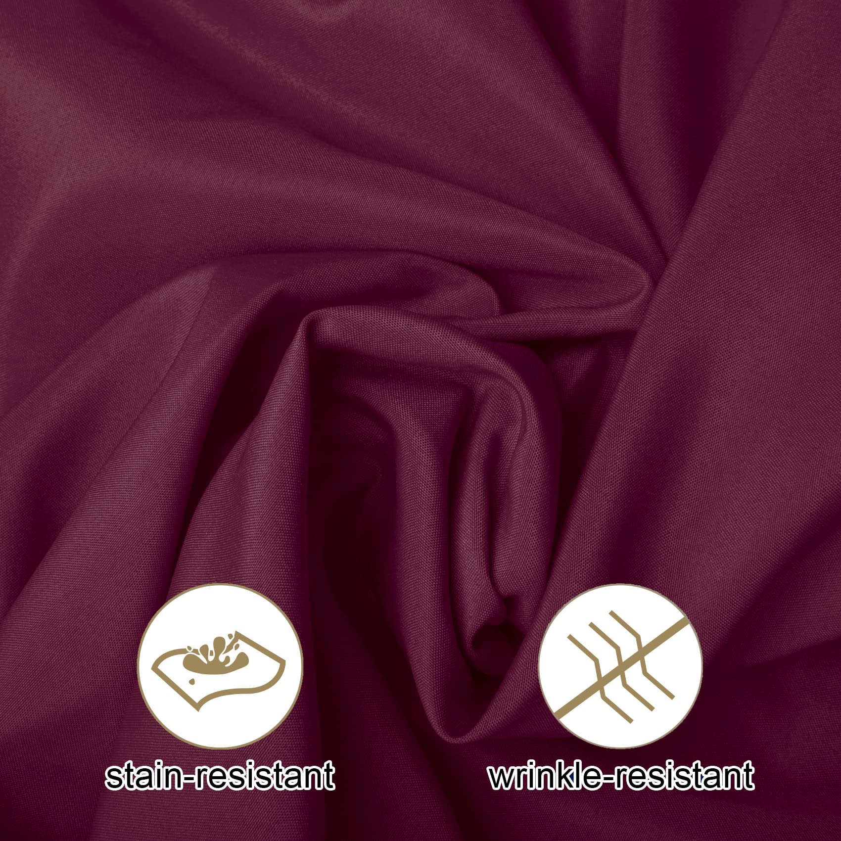 Ascoza 2Pack 90 Inch Burgundy Round Tablecloth In Washable Polyester Fabric For Wedding/Banquet/Restaurant/Parties