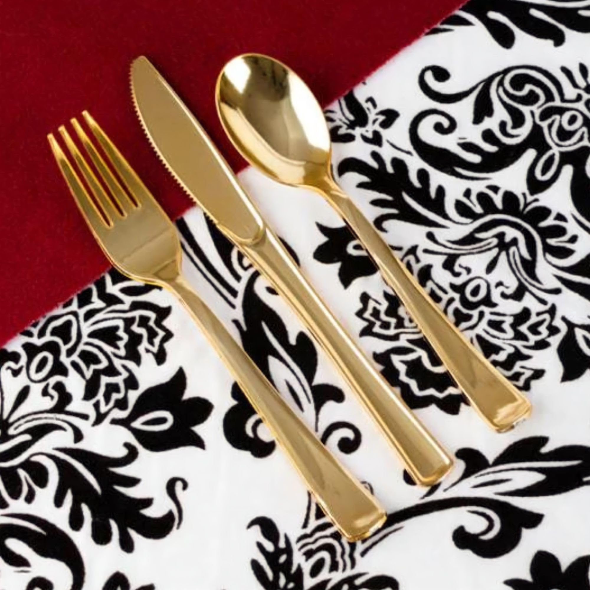 Kingzak Plastic Fork Bag | Polished Gold | Pack Of 96 Cutlery, 96 Count