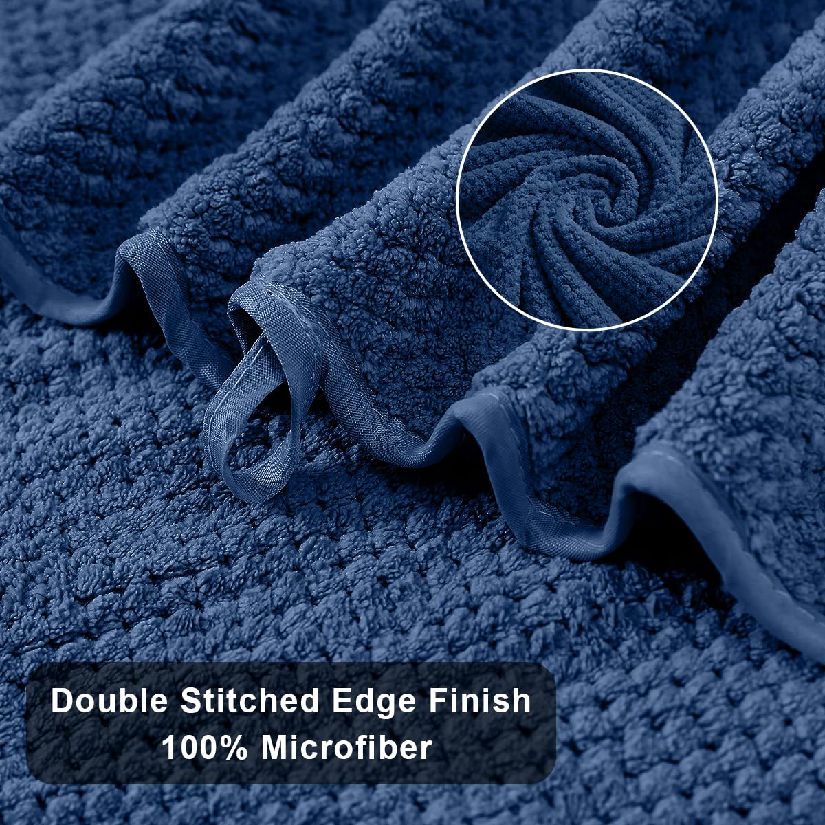 8-Piece Navy Bath Towels Set,2 Oversized Large Bath Towels Sheet,2 Hand Towels And 4 Washcloths - 600 Gsm Soft Luxury Towel Set,