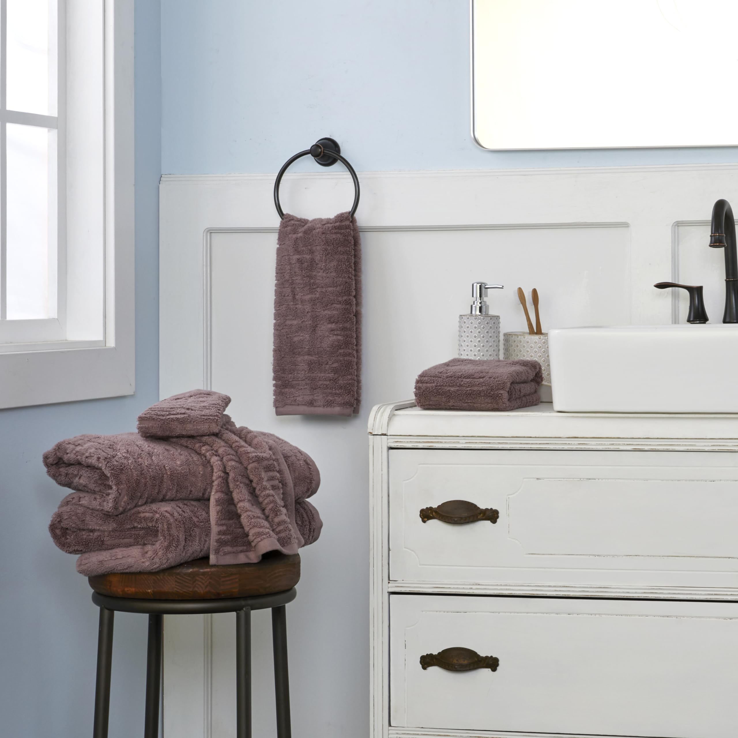 Skl Home Cloudsoft Cotton Luxury 2-Piece Hand Towel Set, Soft Plum