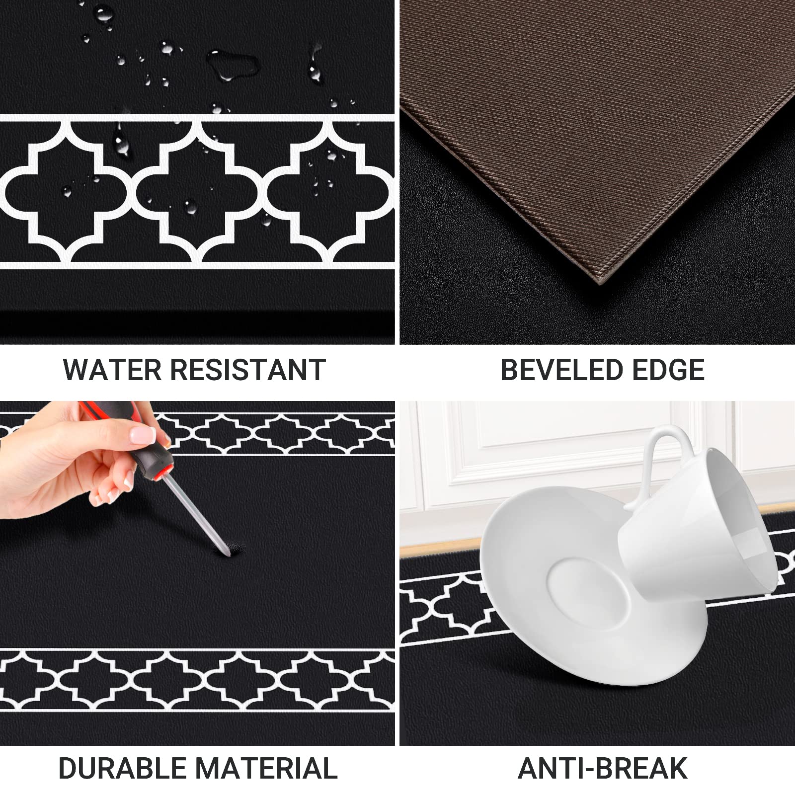 Luxstep Kitchen Mat Set Of 2 Anti Fatigue Mat, Non Slip Kitchen Rugs And Mats Waterproof Memory Foam Kitchen Rug, Standing Desk