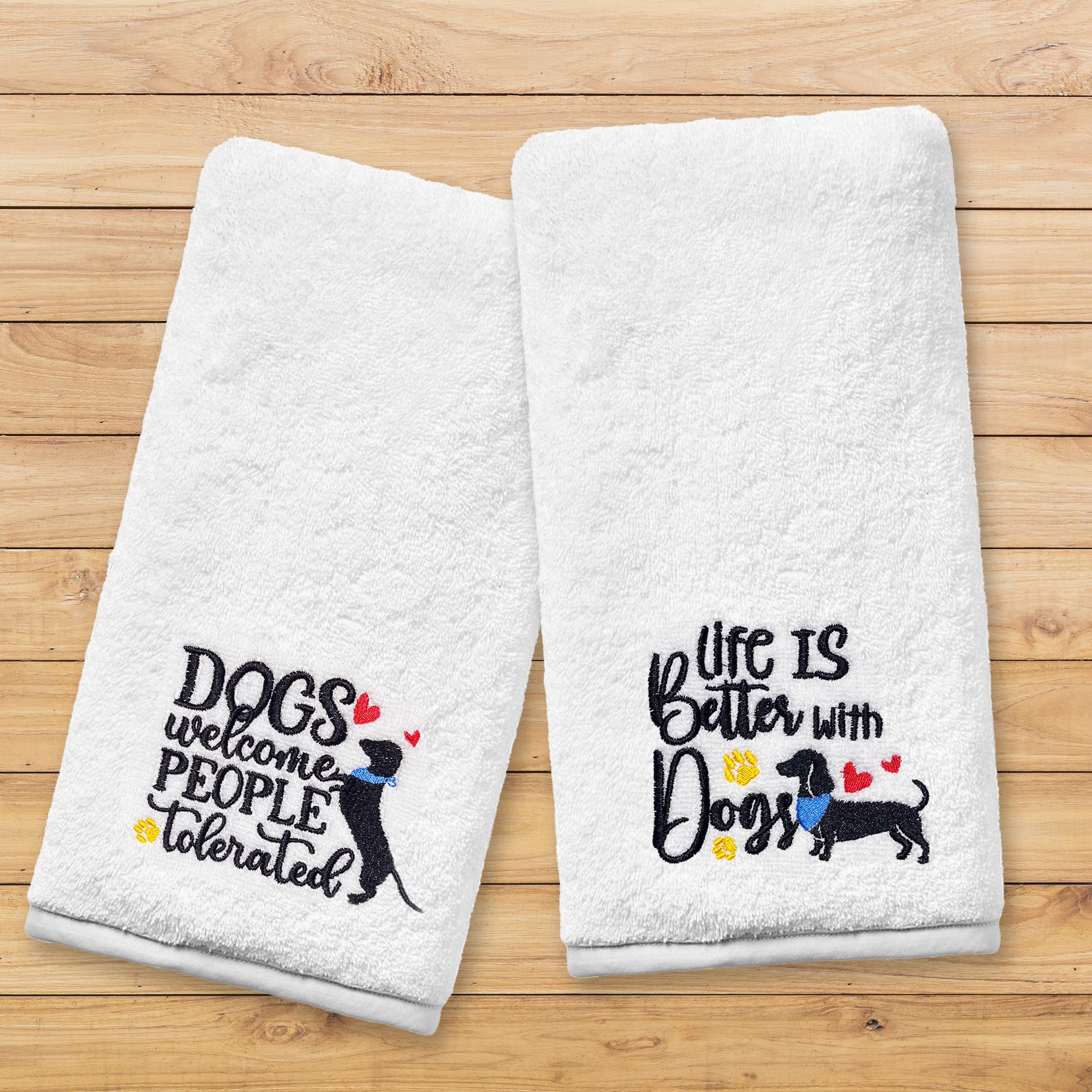 Dog Hand Towels for Bathroom Set of 2, Lover Gifts for Women Bathroom Decor Embroidered, Owners Mom Gifts Decorative New Home Te