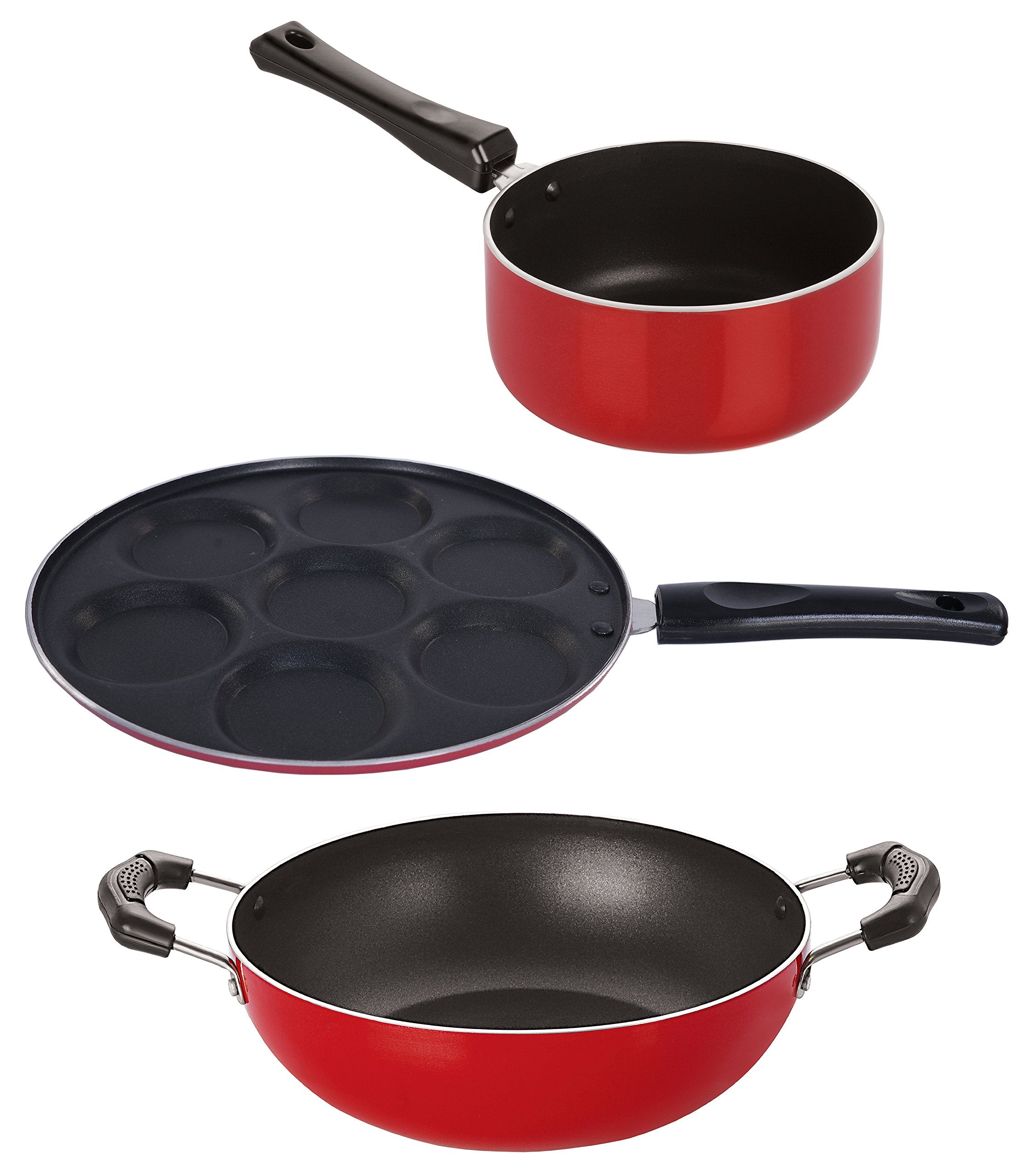 Nirlon Bpa Free 3 Piece Kitchen Cookware NonStick Set With Steel Lid, 2.6Mm_Kd12_Sp(B)_Up(7)