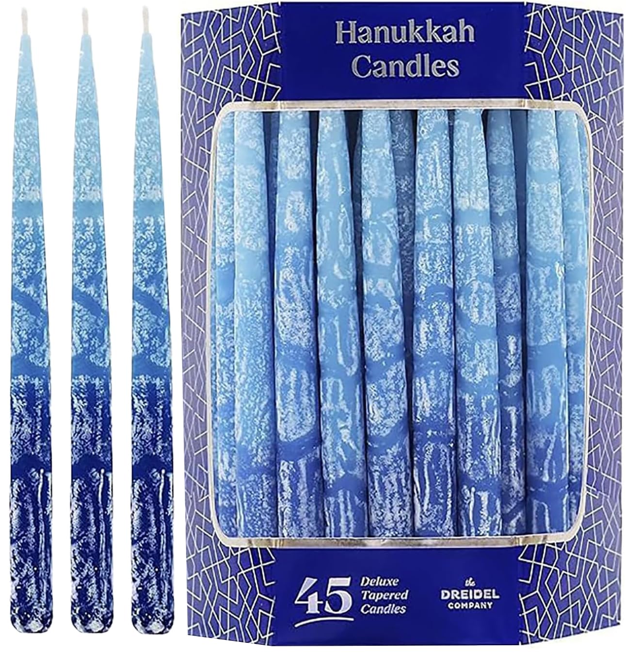 The Dreidel Company Hanukkah Candles Multi Blue Hued Frosted Deluxe Tapered Candles (Single-Pack)