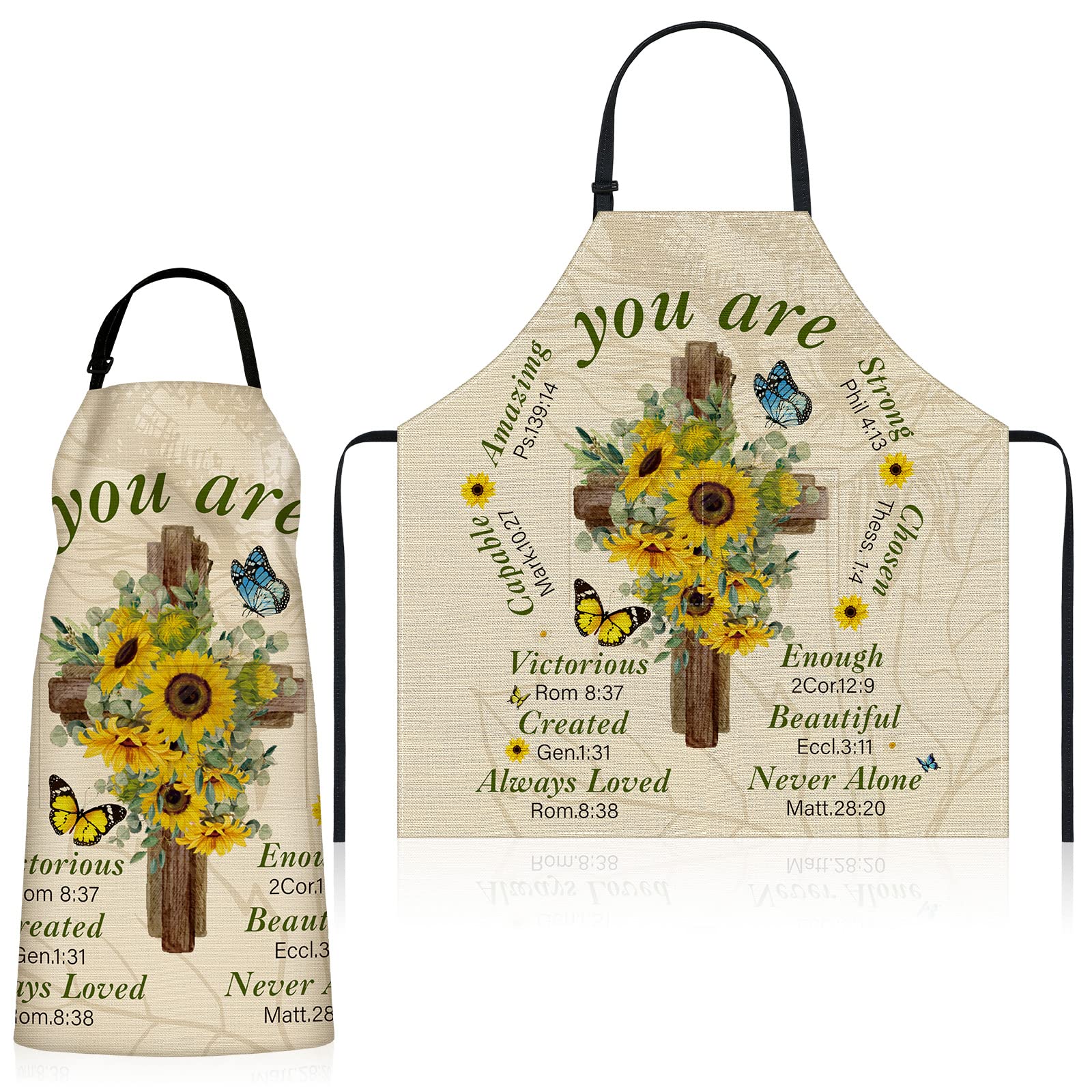 Lasnten Christian Bible Verse Apron Religious Gift For Women Waterproof Inspirational Cooking Apron With Pocket Tie Neckstrap, A