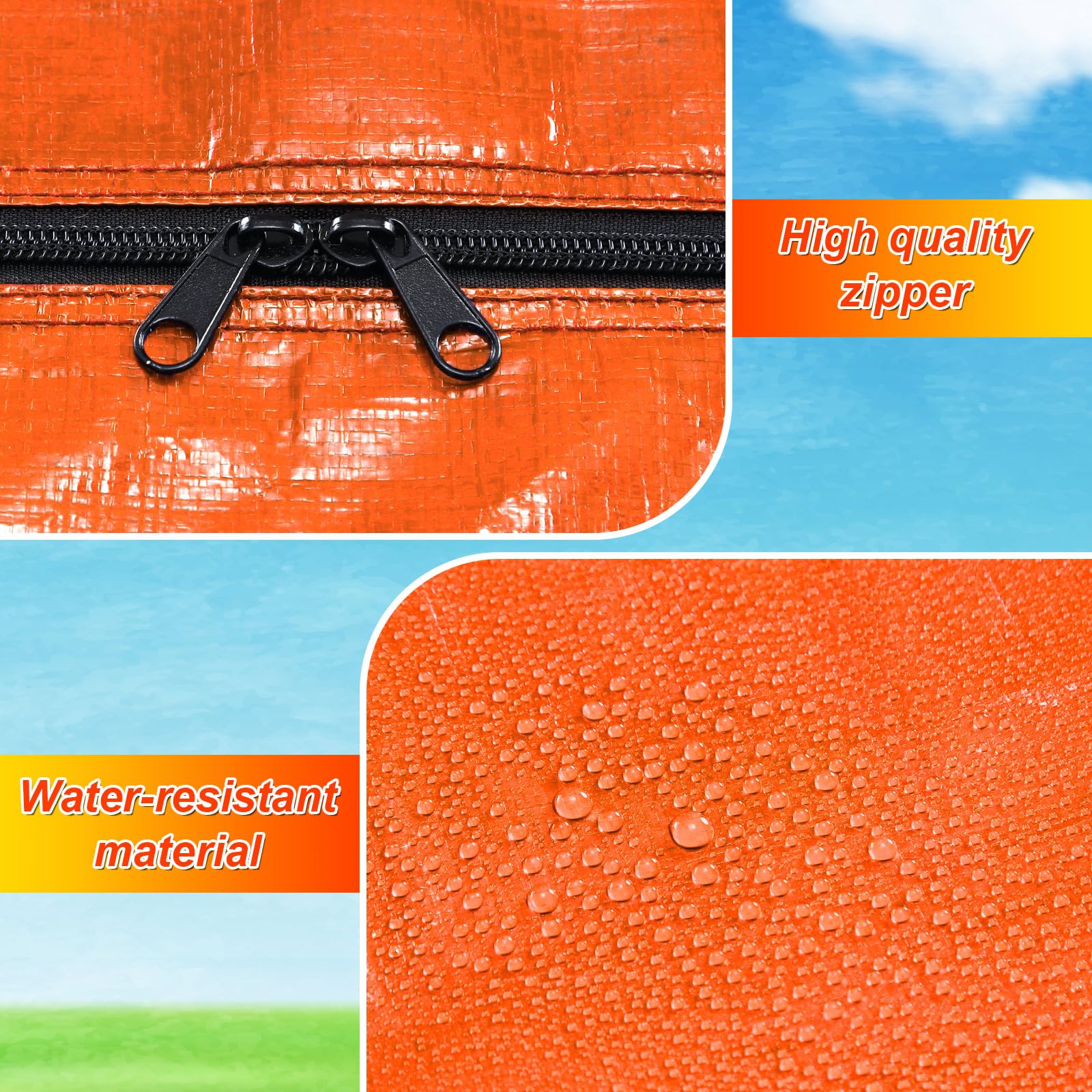 Clysee 6 Pcs 66 Gallon Large Moving Bags with Zipper and Handles Foldable Storage Duffle Bags Heavy Duty Extra Large Totes for C