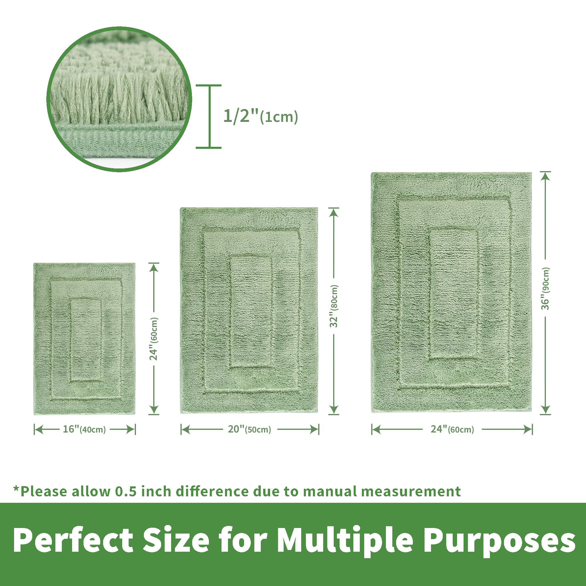 Granny Says Sage Green Bathroom Rugs Non Slip, 24'' X 36'', Large Bathroom Rugs Washable, Bath Rugs For Bathroom,Bath Mats For B