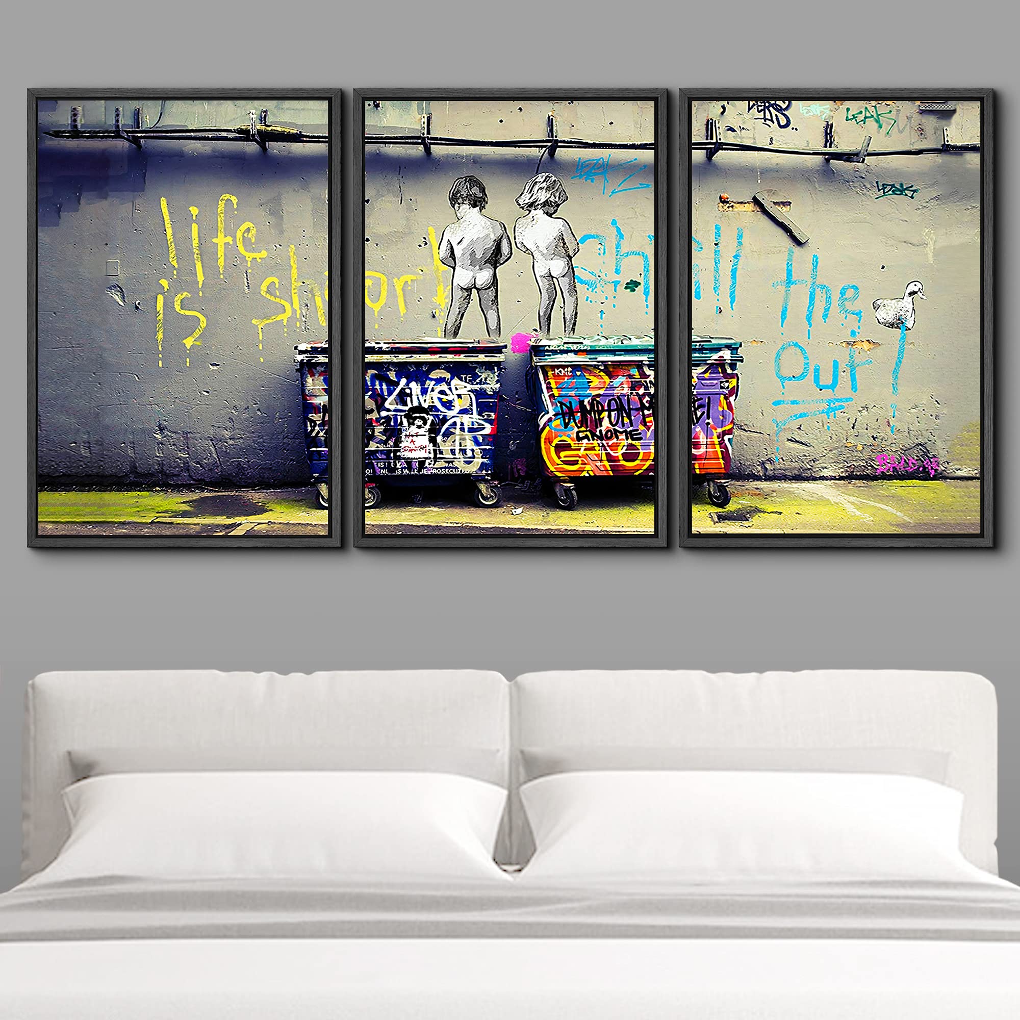 Signwin Framed Canvas Print Wall Art Life Is Short Graffiti & Street Art Pop Culture Patterns Illustrations Modern Art Alternati