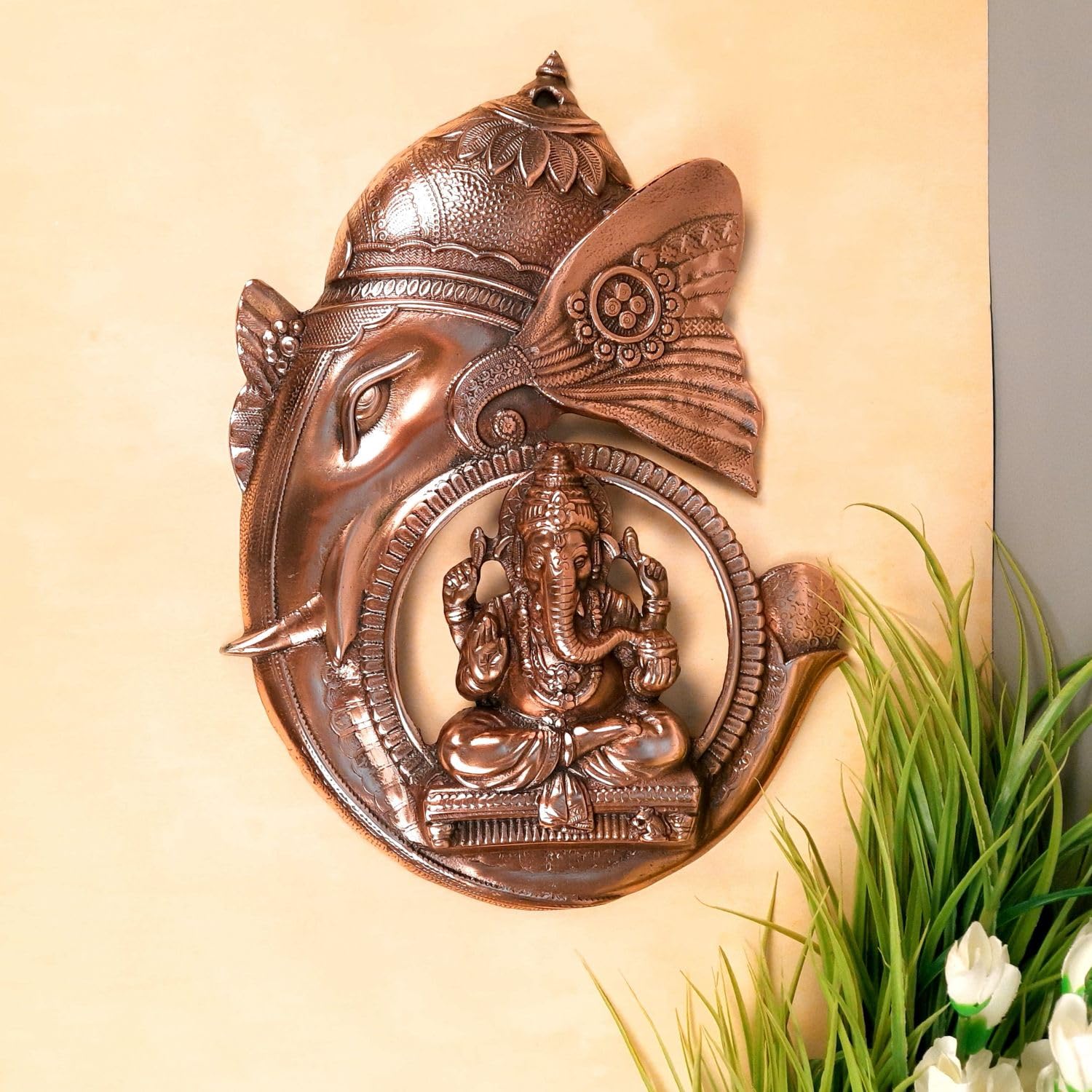Apka Mart The Online Shop Ganesh Statue Wall Hanging | Ganesha Wall Decor Murti Metal - For Entrance Door, Home, Puja & Religiou