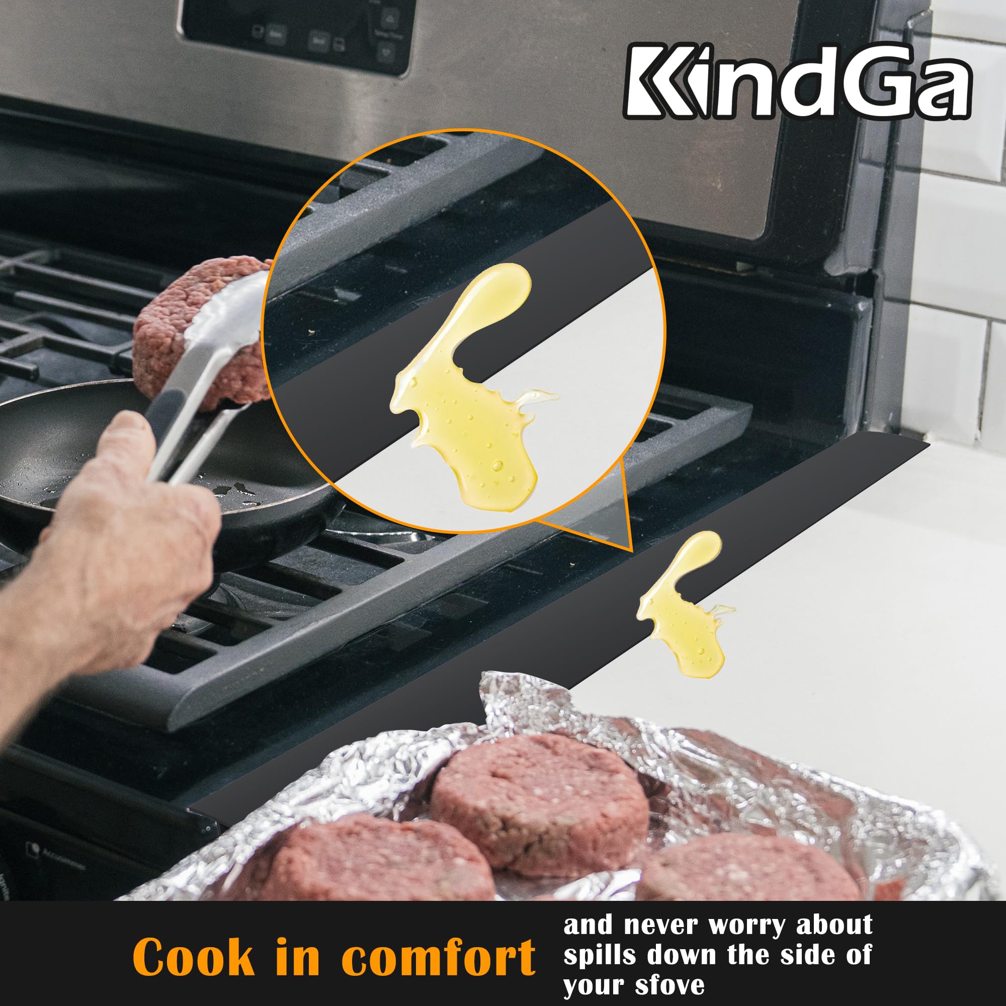 Silicone Stove Counter Gap Cover 21'' By Kindga, Easy Clean Gap Filler Sealing Spills Between Kitchen Counter, Appliances,Stovet