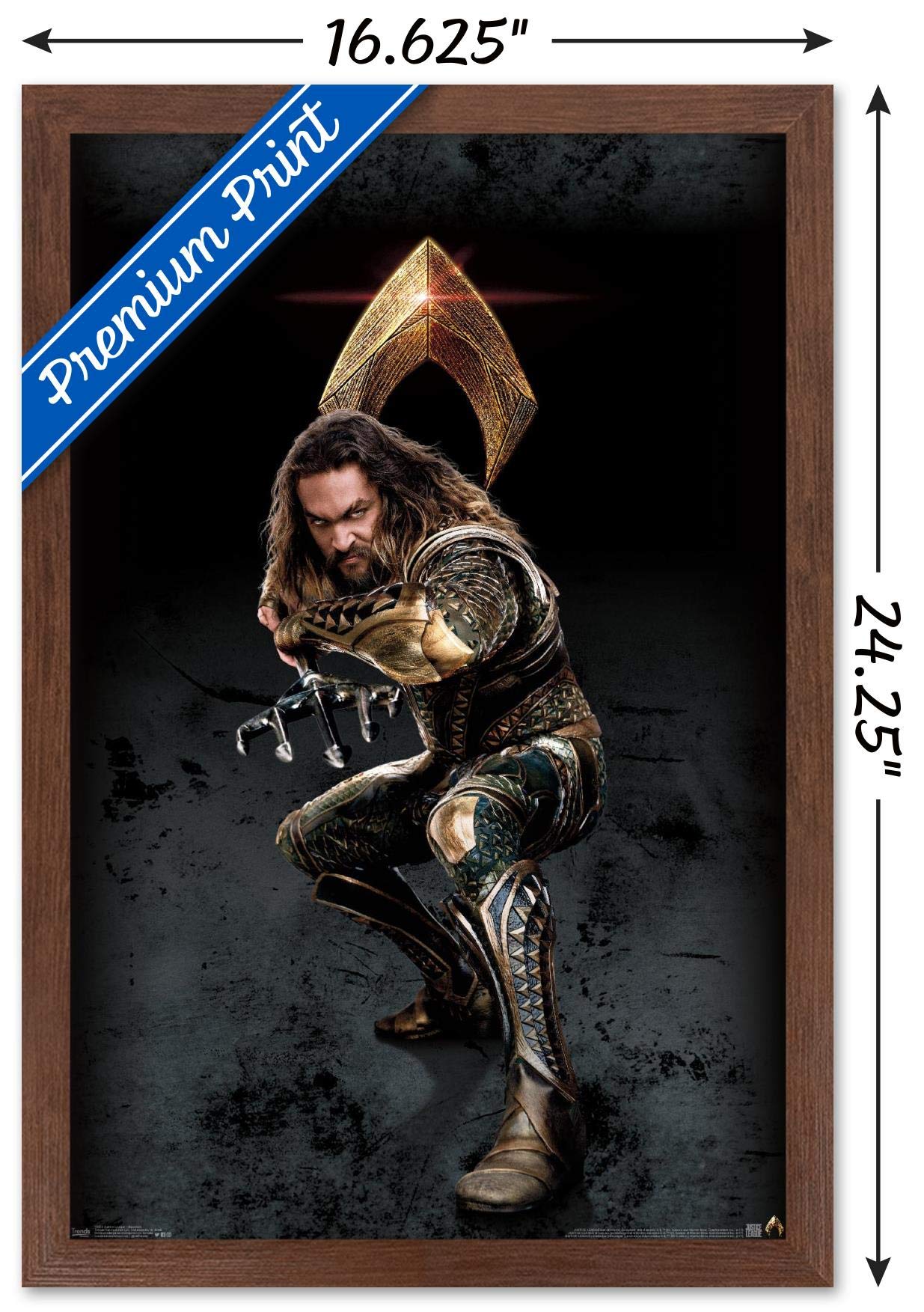 Trends International Dc Comics Movie - Justice League - Aquaman Wall Poster, 14.725'' X 22.375'', Mahogany Framed Version