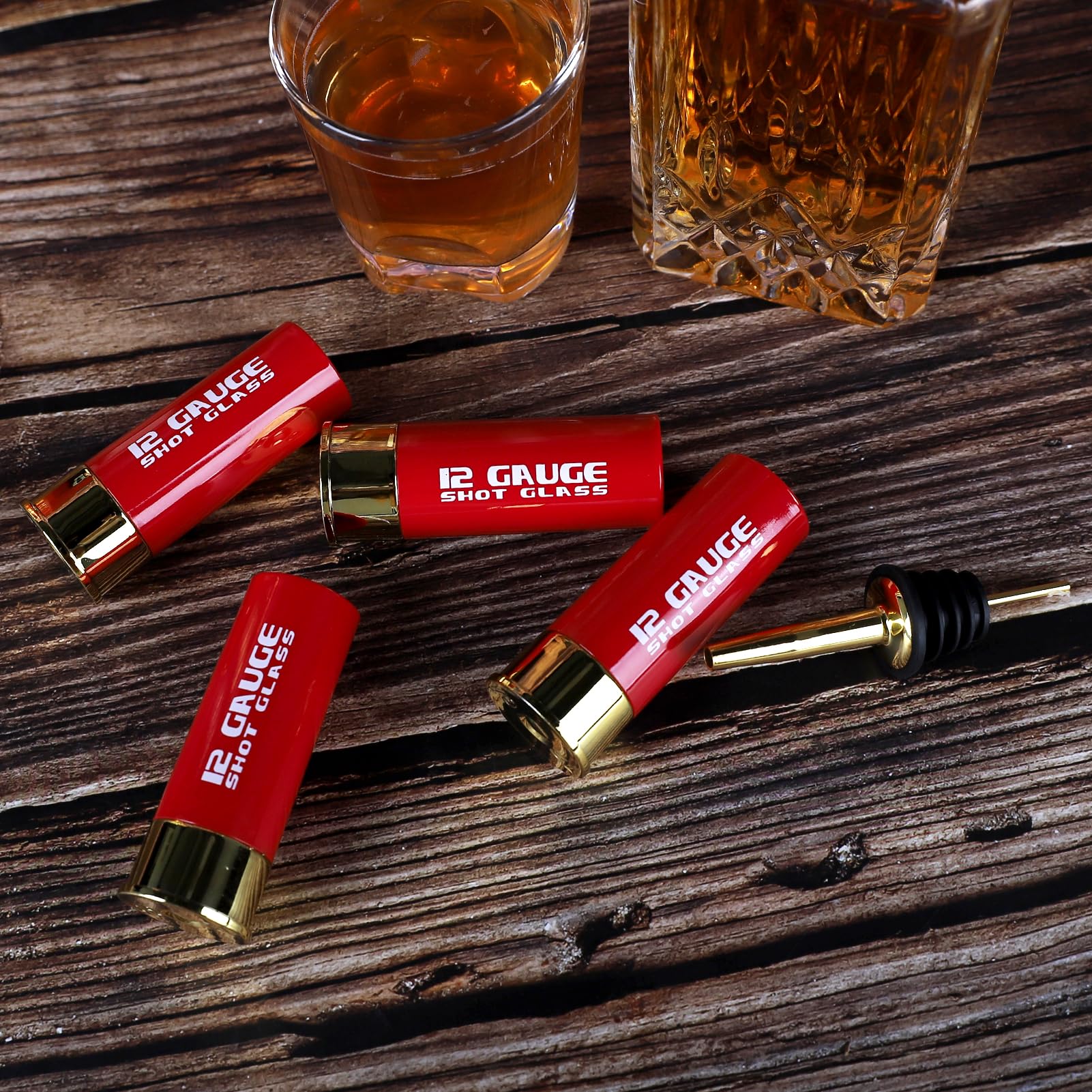 MyMealivos 12 Gauge Shot Glasses  Durable Plastic Shot Glasses  Great Drinking Glass Set (Red+logo)