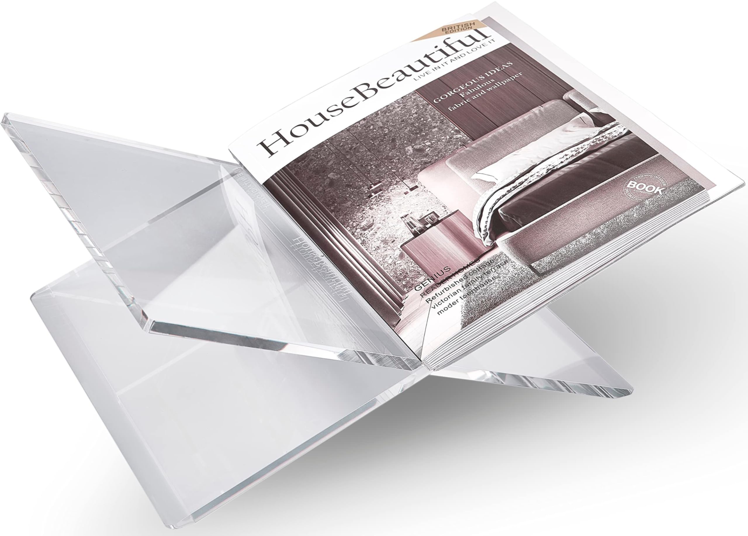 Honygebia Clear Acrylic Book Stands - Cross Frame Acrylic Book Holder, Open Bookstand For Display And Reading, Suitable For Art,