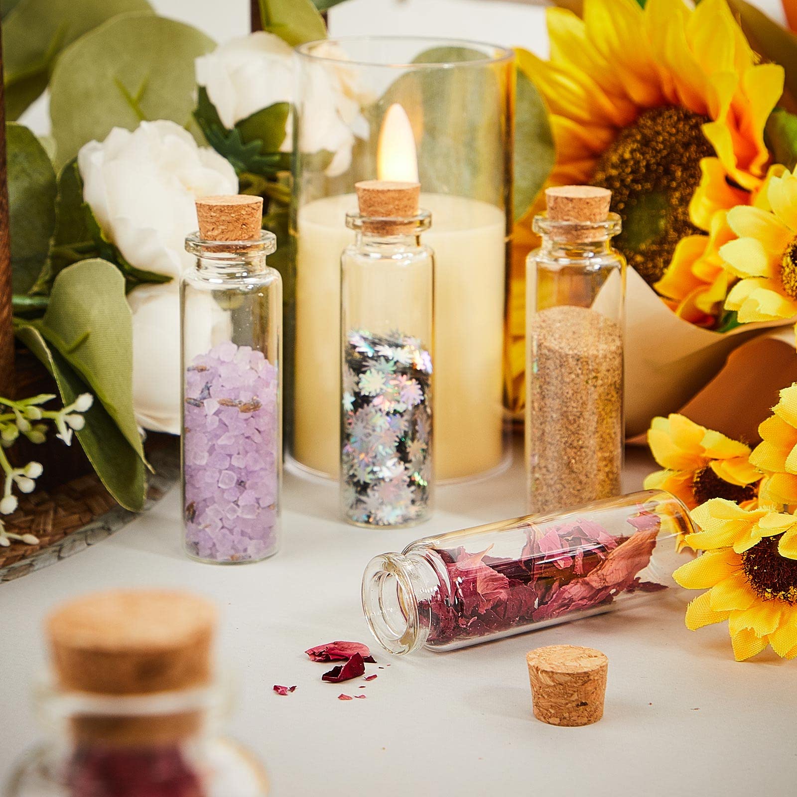 200 Pcs Halloween Glass Potion Bottles with Cork Stoppers Small Christmas Message Bottles DIY Mini Jars Tiny Clear Vials for Hal