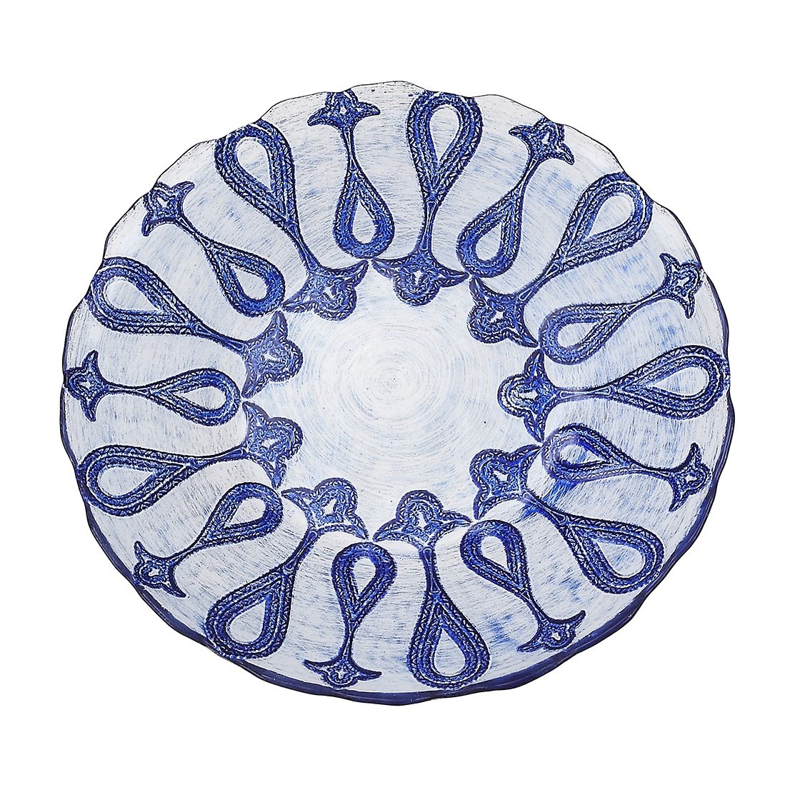 Red Pomegranate Larissa Salad Dessert Plate Blue Silver 8.5-Inch