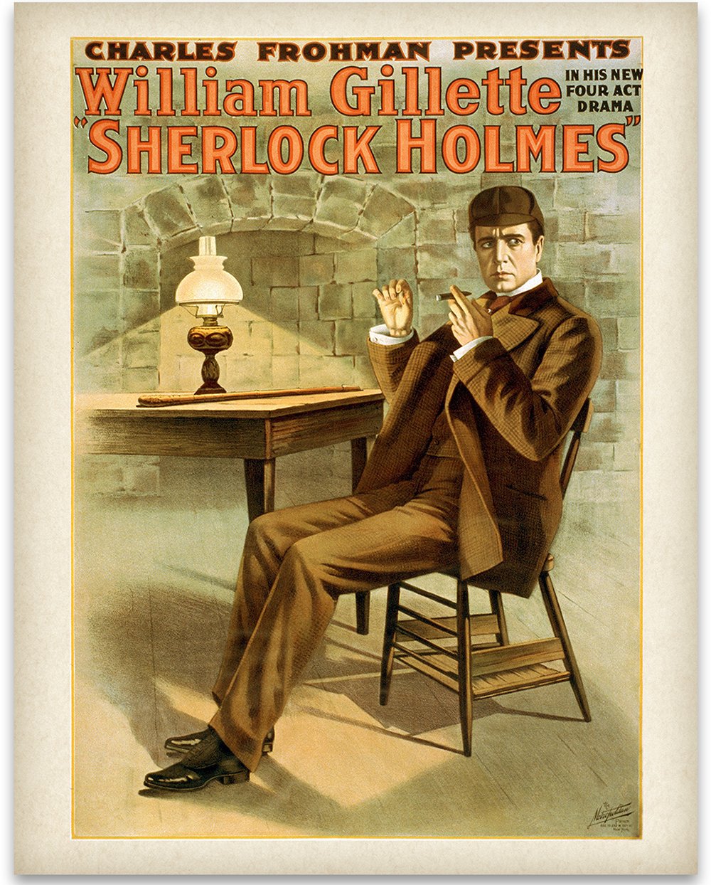 Lone Star Art Sherlock Holmes Theatre Print - 11X14 Unframed Print - Great Vintage Decor And Gift For Sir Arthur Conan Doyle Fan