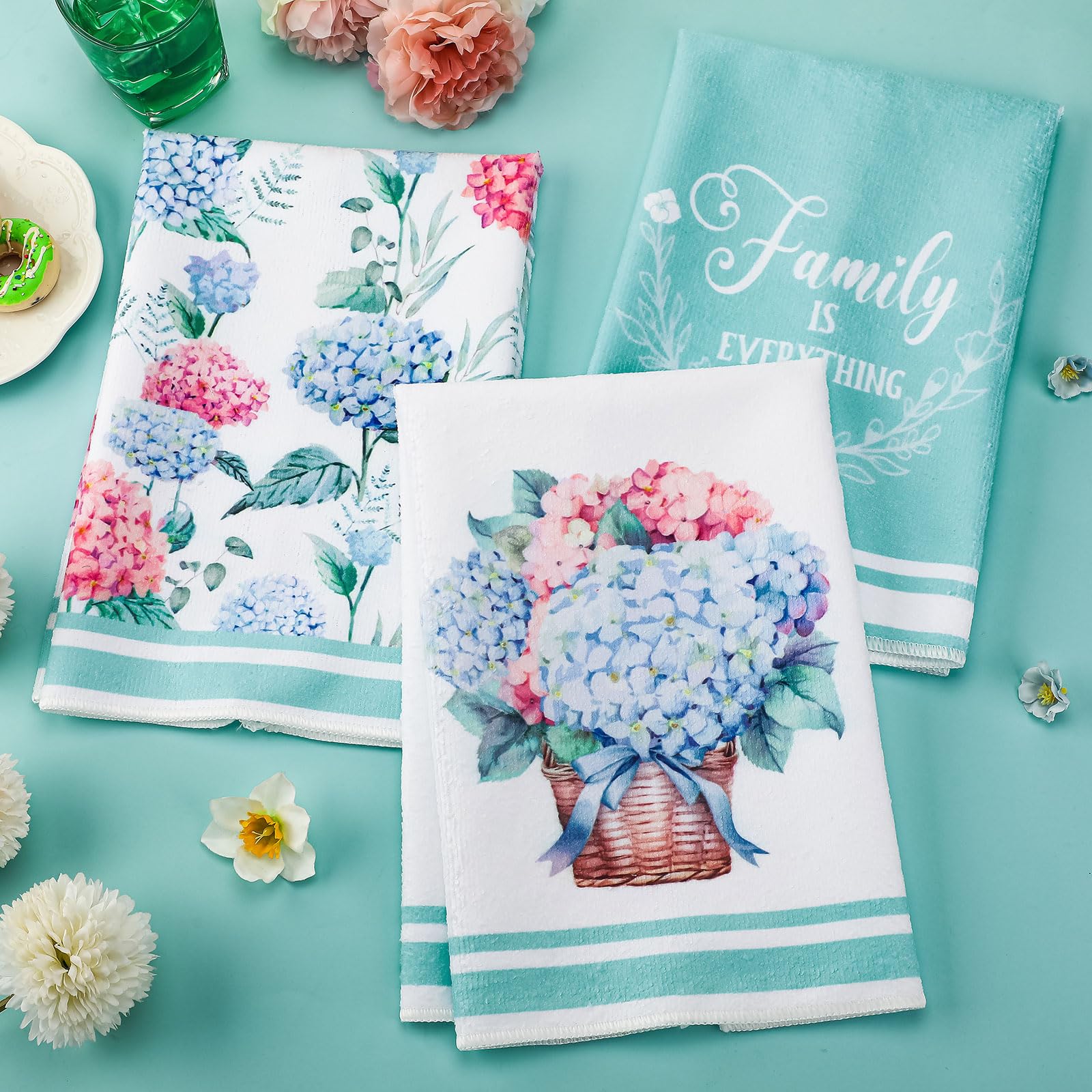 Boyiee Set Of 6 Hydrangeas Kitchen Towels Spring Tea Towels Absorbent Dish Towels 24 X 16 Inches Kitchen Gifts Hand Towels Hydra