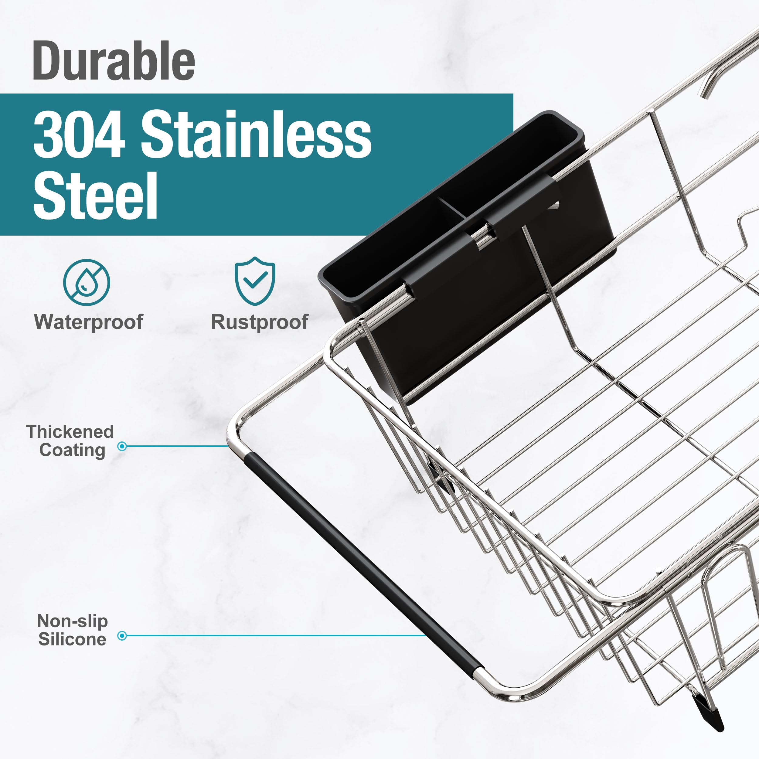 Jasiway Dish Drying Rack In Sink - Expandable Stainless Steel Dish Drainers For Kitchen Counter, Dish Dryer Rack For Inside Sink