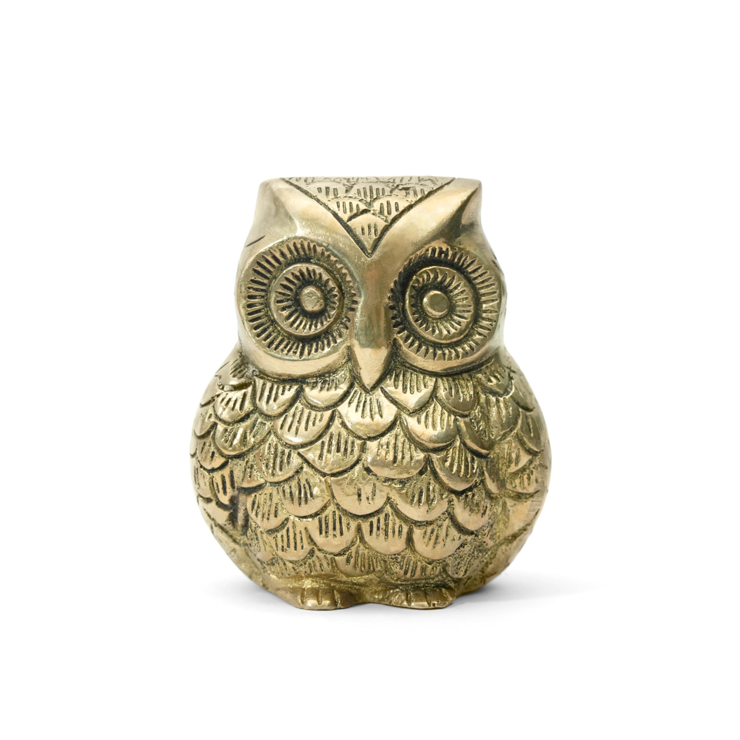 Brongs Brass Owl Statue | Height - 9 Cm Aprrox | Weight -650 Gram Approx. | Vastu Idol For Home And Office | Zonal Placement - W