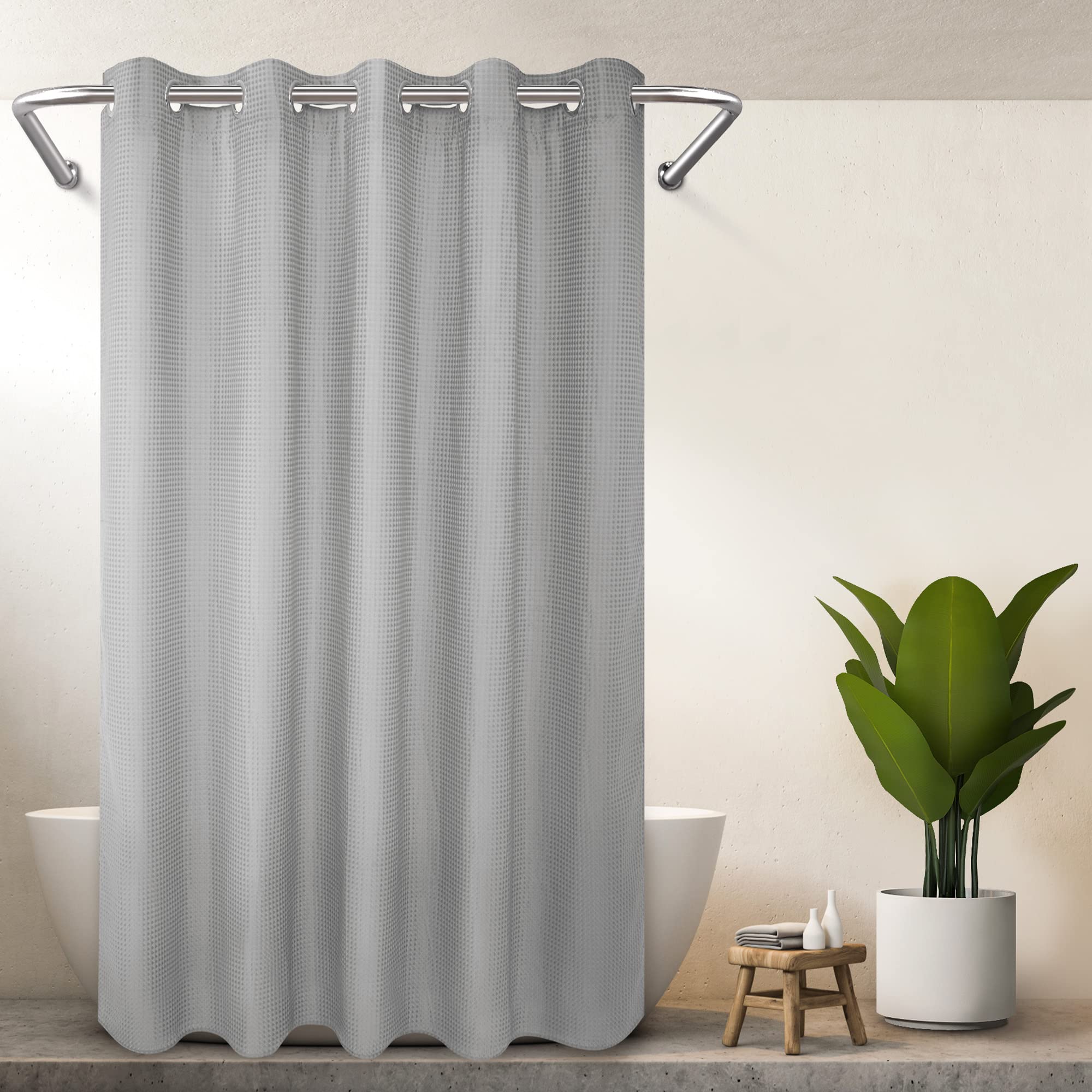 River Dream Hotel Grade No Hooks Needed Shower Curtain With Snap In Liner,Water Repellent, Machine Washable (Lake Wanaka, 71''X8