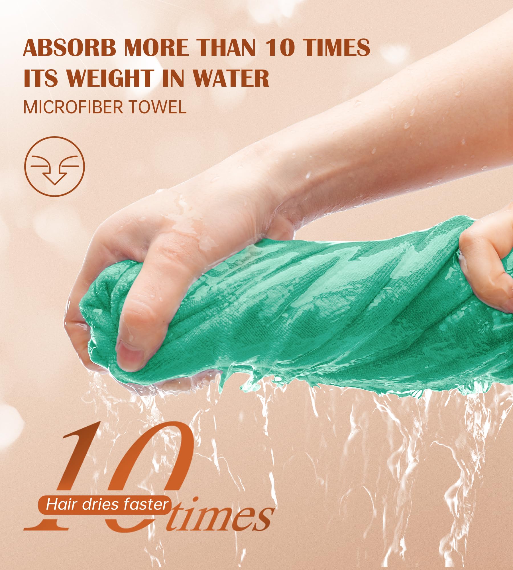 POPCHOSE Microfiber Hair Towel Wrap, 3 Packs Fast Drying Hair Turbans, Super Absorbent Hair Towel for Women, Anti Frizz Hair Wra