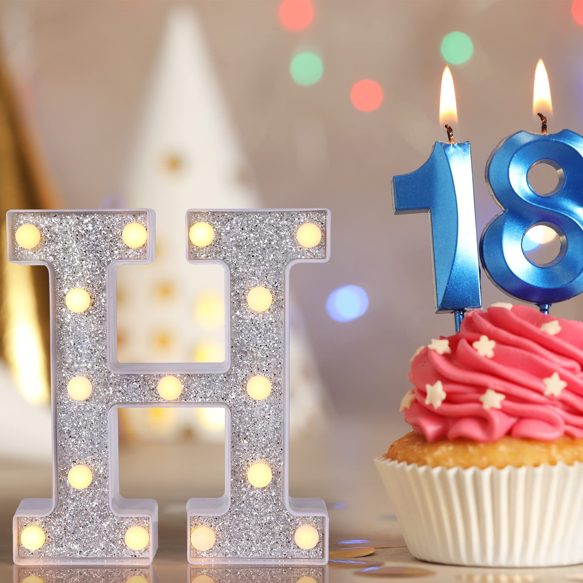 Foaky Silver Light Up Letters,Party Decorations,Birthday Decorations for Night Light Birthday Party Christmas Gifts (X)