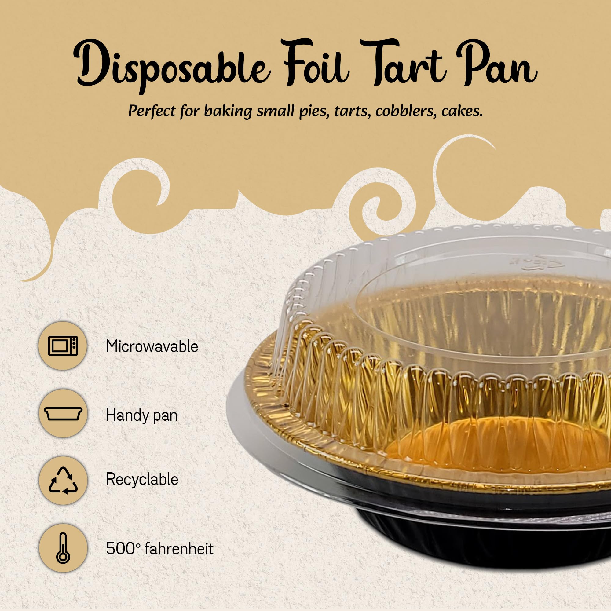 KitchenDance Mini Pie Tins - 5 Inch Aluminum Pie Pans with Lids, Pink, 8 oz., Model KD-501P - Perfect for Baking Pies, Tarts, and Cakes