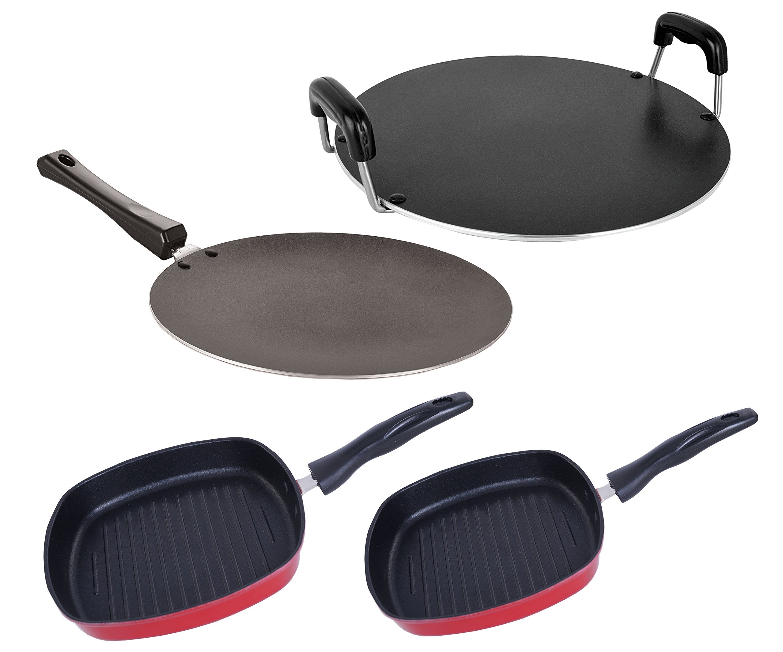 Nirlon Pfoa Free 4 Piece NonStick Aluminium 4 Piece Kitchen Cooking Gift Item Set, Ct12_Gp22.5_Gp24_Rt