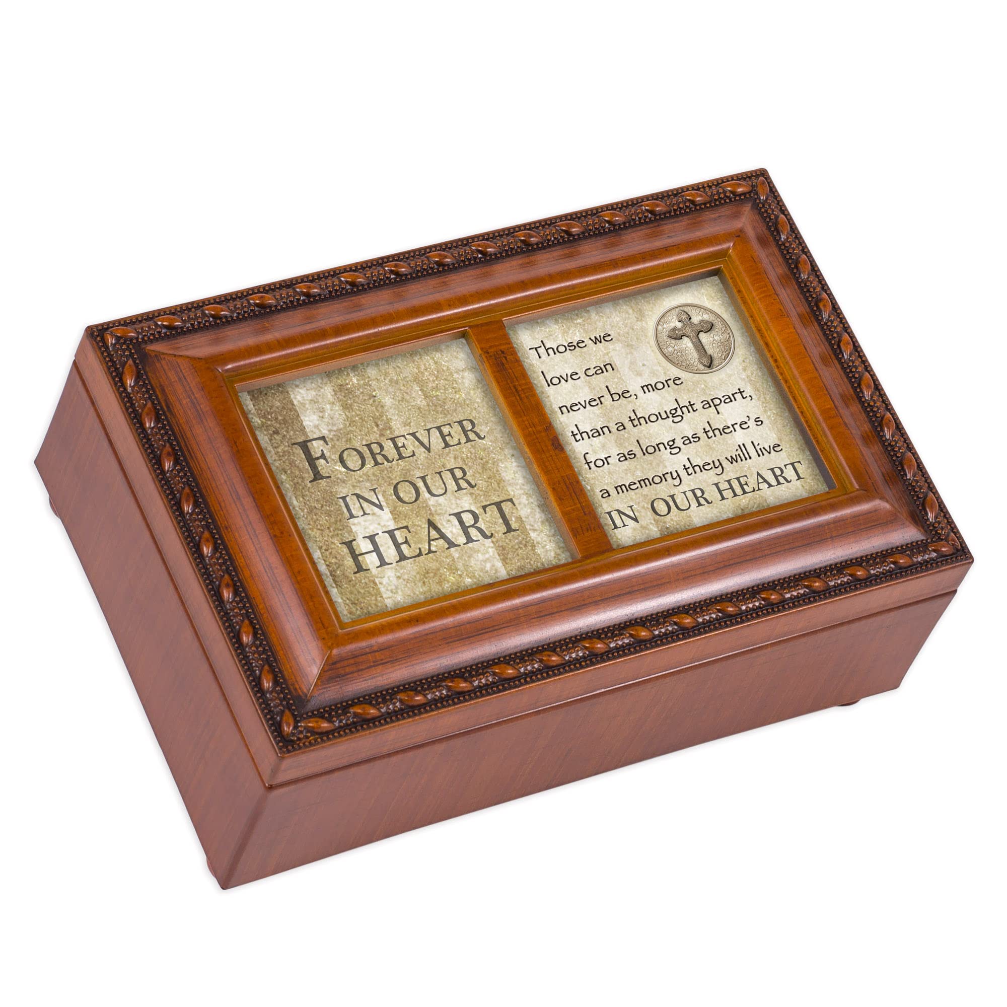 Cottage Garden Bereavement Memory Forever Heart Sympathy Rope Trim Jewelry Music Box How Great Thou Art