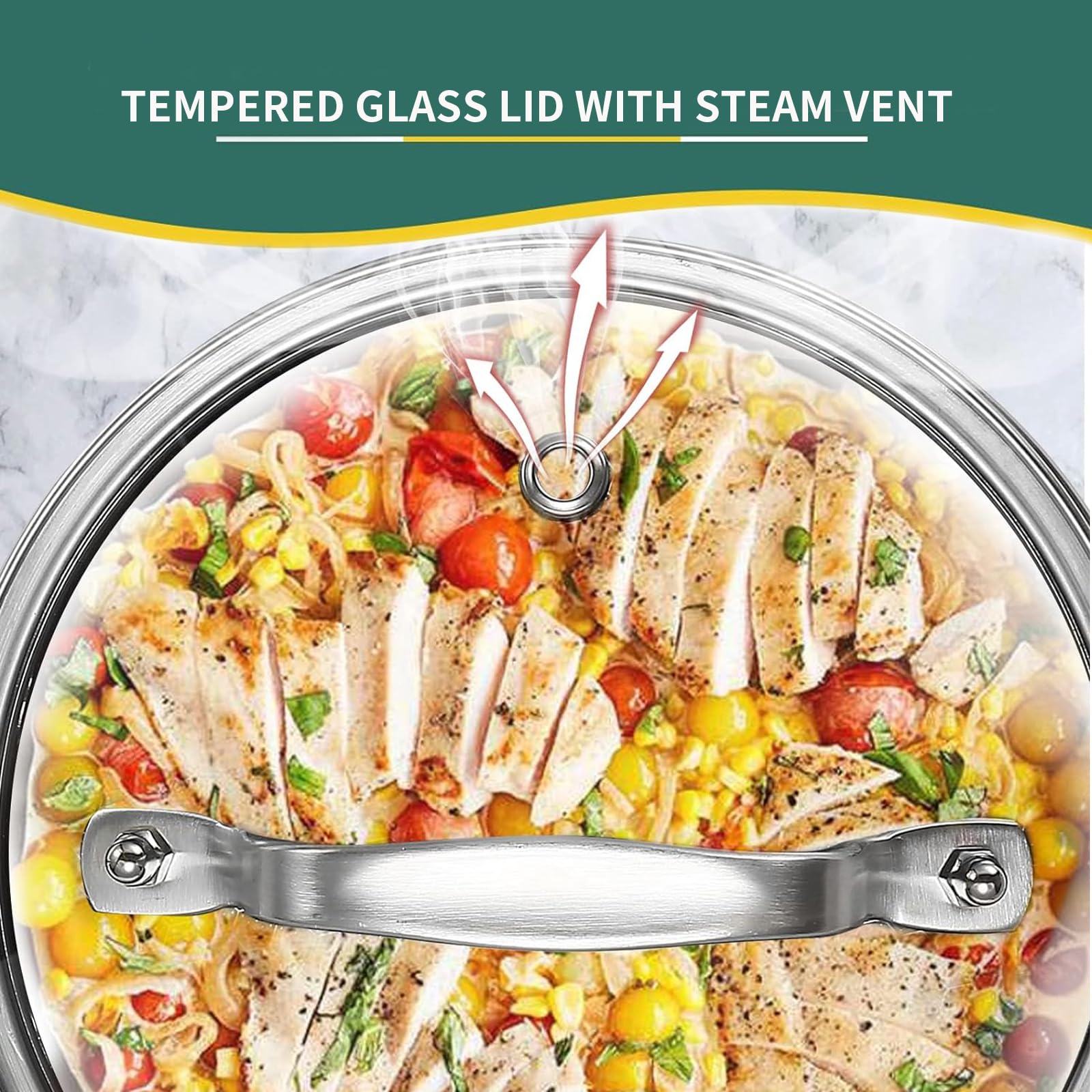 Delarlo Sauce Pot, Saucepan Hybrid Stainless Steel With Glass Lid, 188 Tri-Ply Stainless Steel Sauce Pan, Nonstick Honeycomb Ind