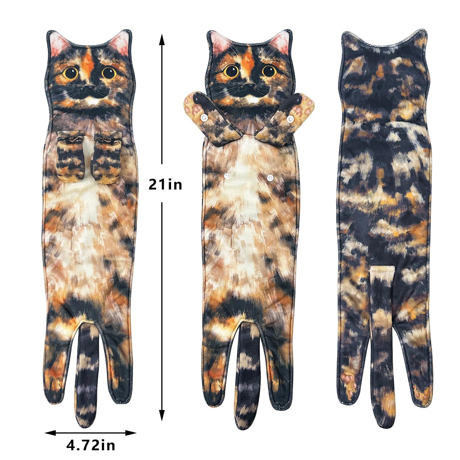 PAT JUUMG Cat Funny Hand Towels for Bathroom Decor Cat Towels Hanging Kitchen Towels Super Absorbent Soft  New Home Housewarming Gifts  for Cat Lovers/for Women(Tortoiseshell)