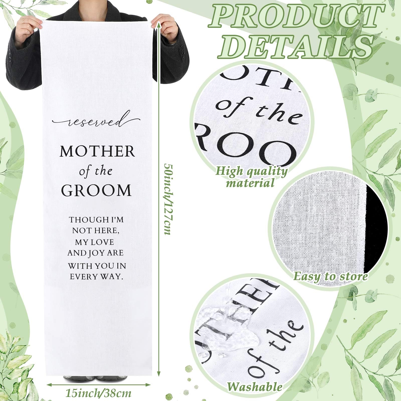 HunnmingRe Mother of the Groom Wedding Memorial Reserved Chair Sign Banner in Loving Memory of Parents Celebrating from Heaven W
