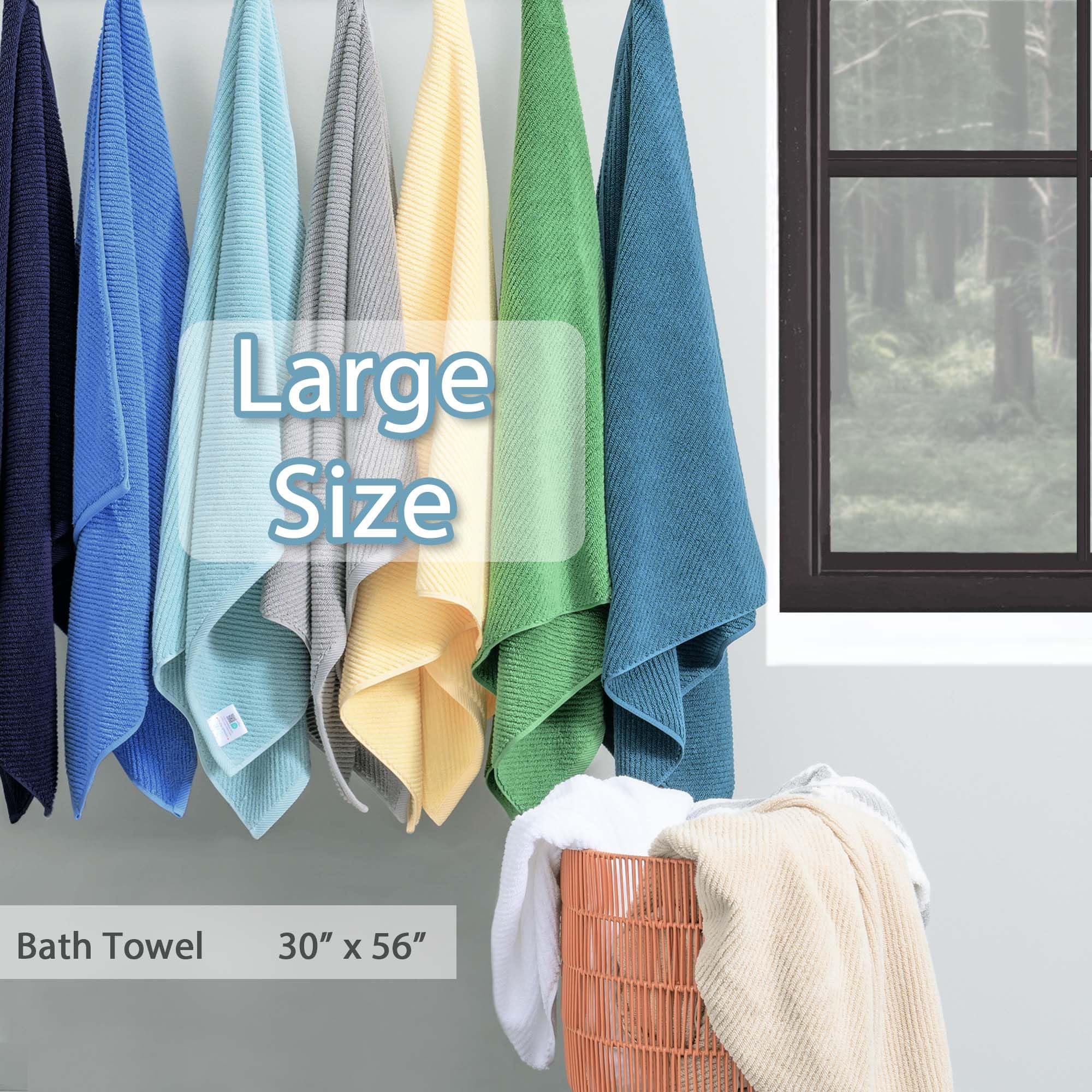Voova & Movas Bath Towel Set, Large 30'' X 56'' - 100% Cotton | Quick Dry | Light Weight | Thick | Soft | Absorb, Lightweight Ba