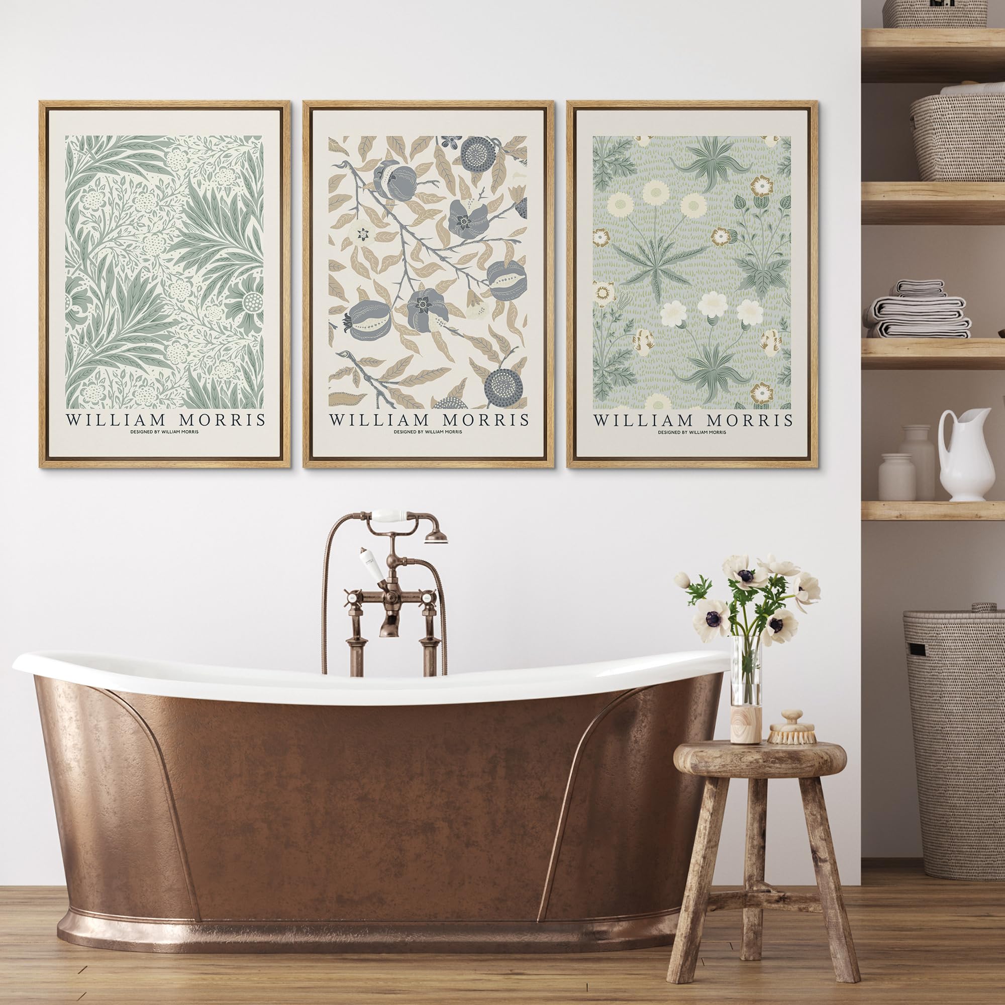 Wall26 Framed Canvas Print Wall Art Set William Morris Flower Market Exhibition Poster Nature Wilderness Illustrations Modern Ar